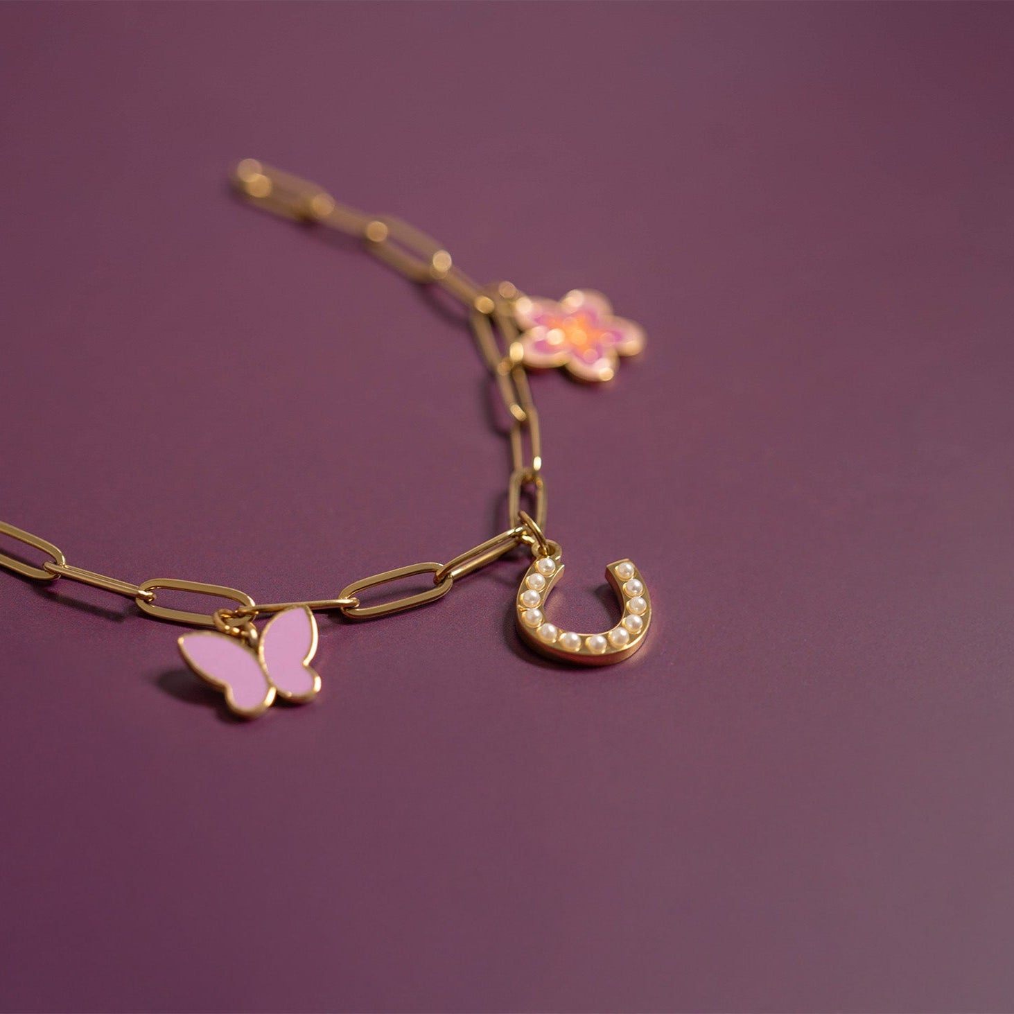 18K Gold PVD Stainless Steel Pearl Horseshoe Charm / PDL0251、mySite、dreamappss