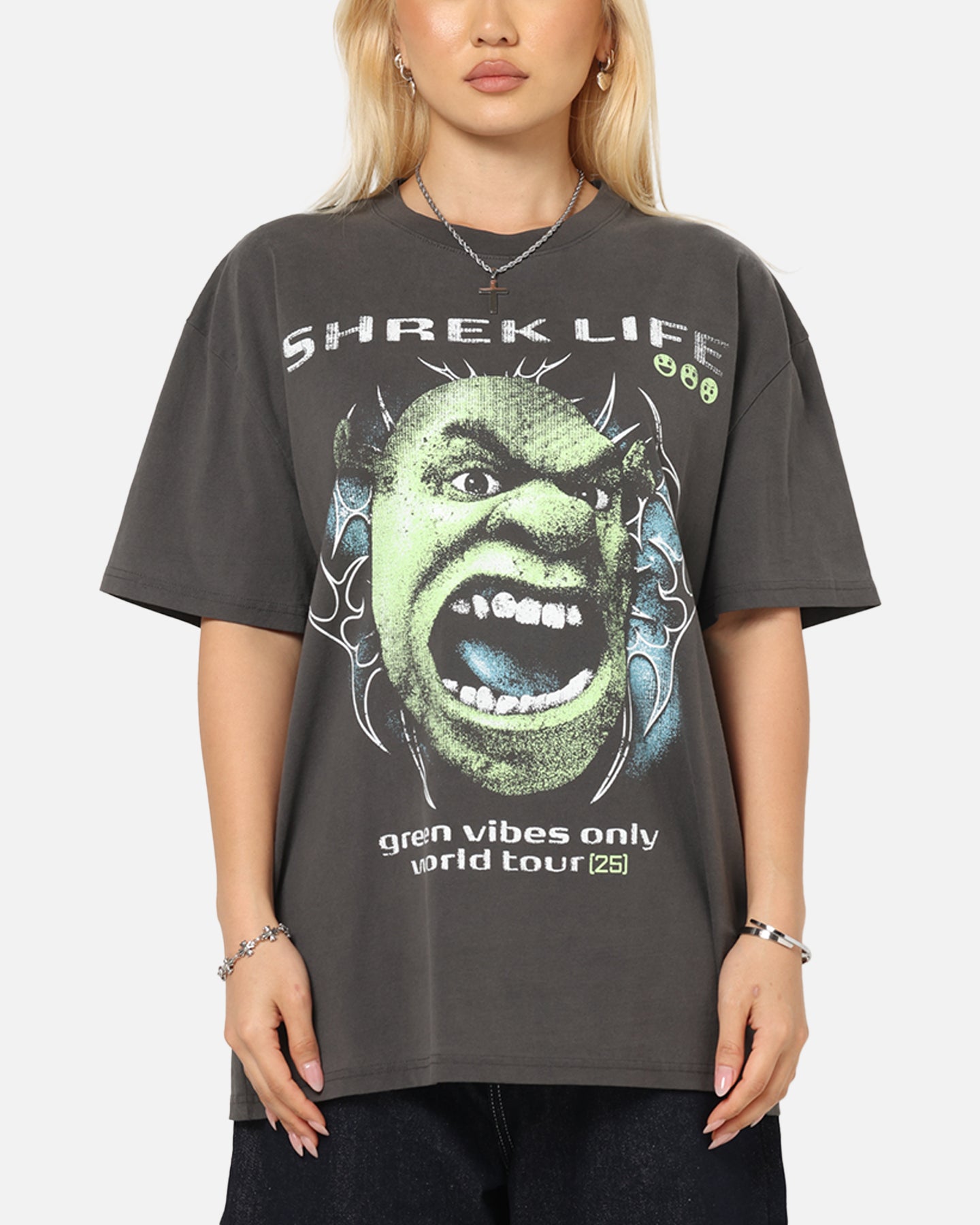 73 Studio X Shrek Rave Heavy T-Shirt Black Wash、mySite、zt4zffjzw