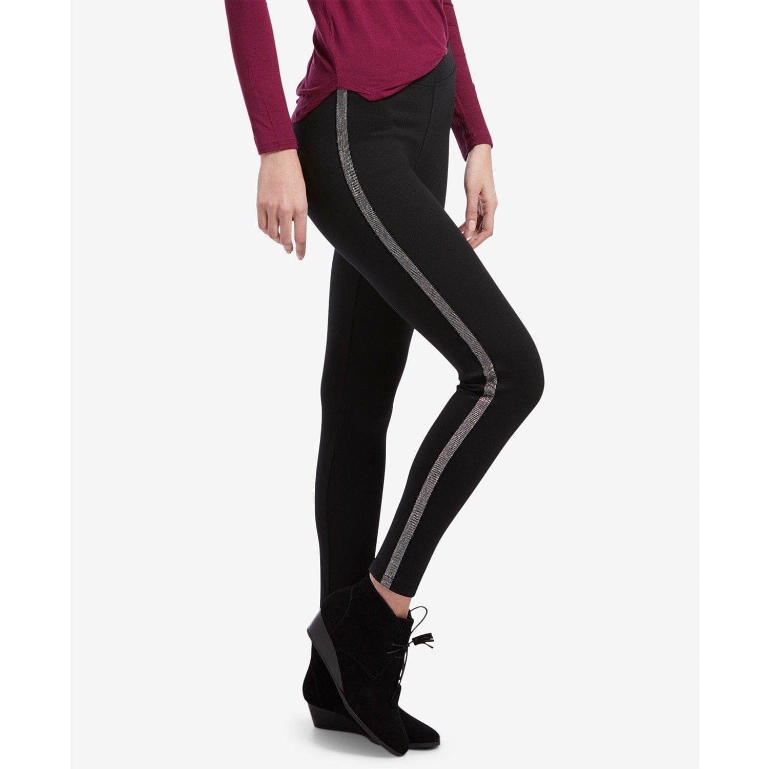 Hue Plus Metallic Tuxedo Ponte-Knit Leggings、mySite、g9winljtr