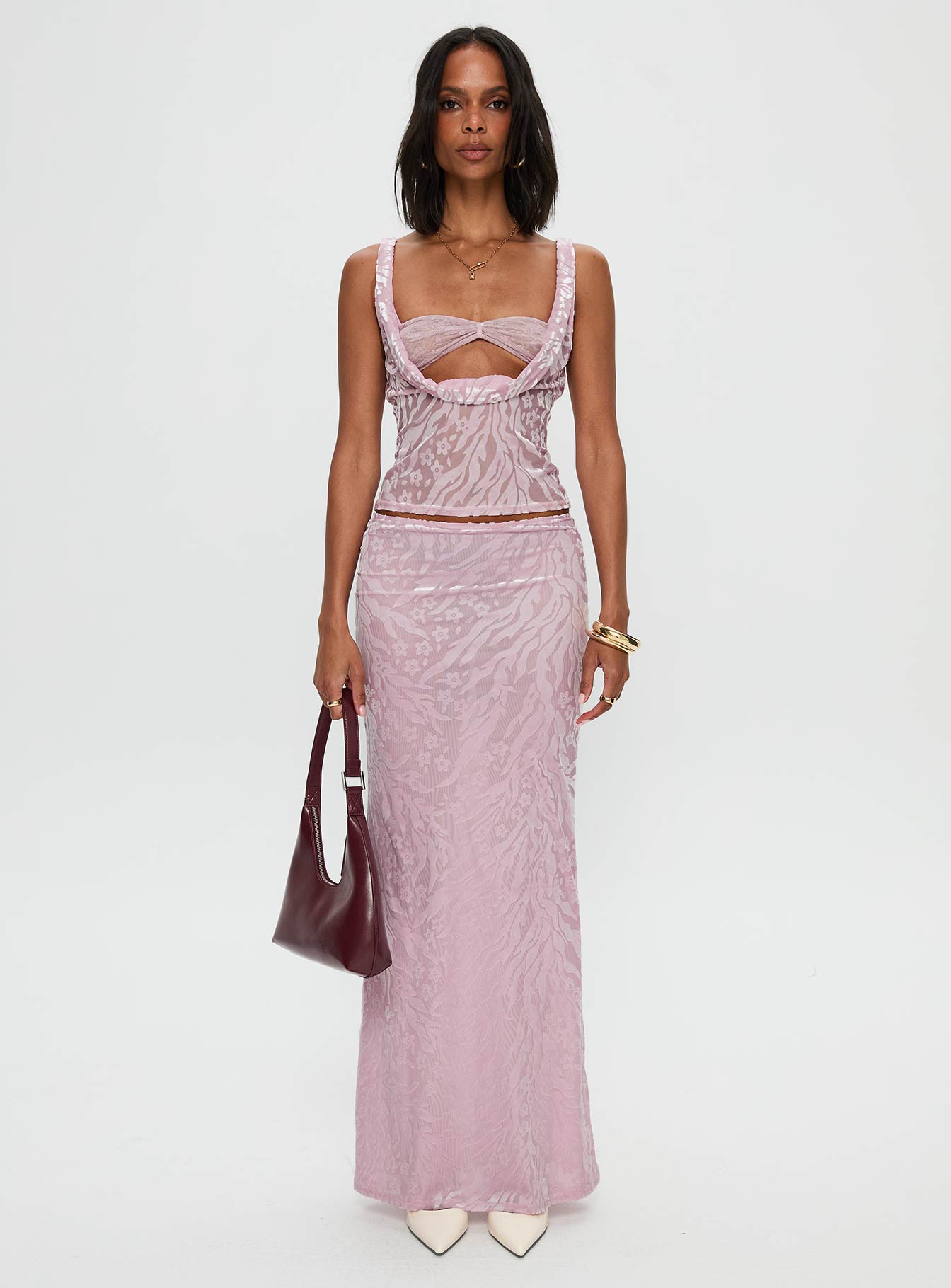 Kalei Maxi Skirt Pink Floral、mySite、solidvoid