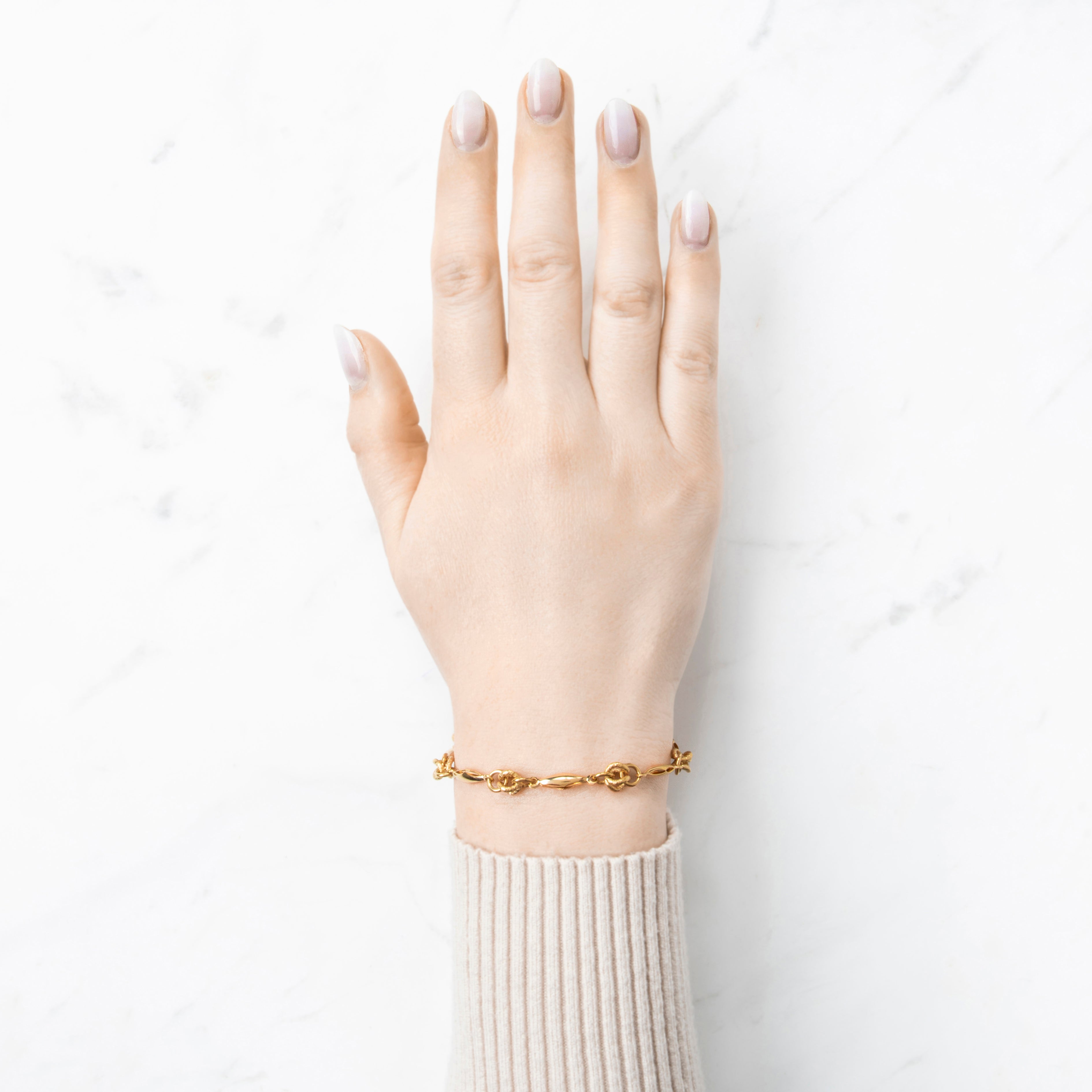 Vintage 18k Yellow Gold Unique Textured Open Link Bracelet 7.25、mySite、hinf8tx79