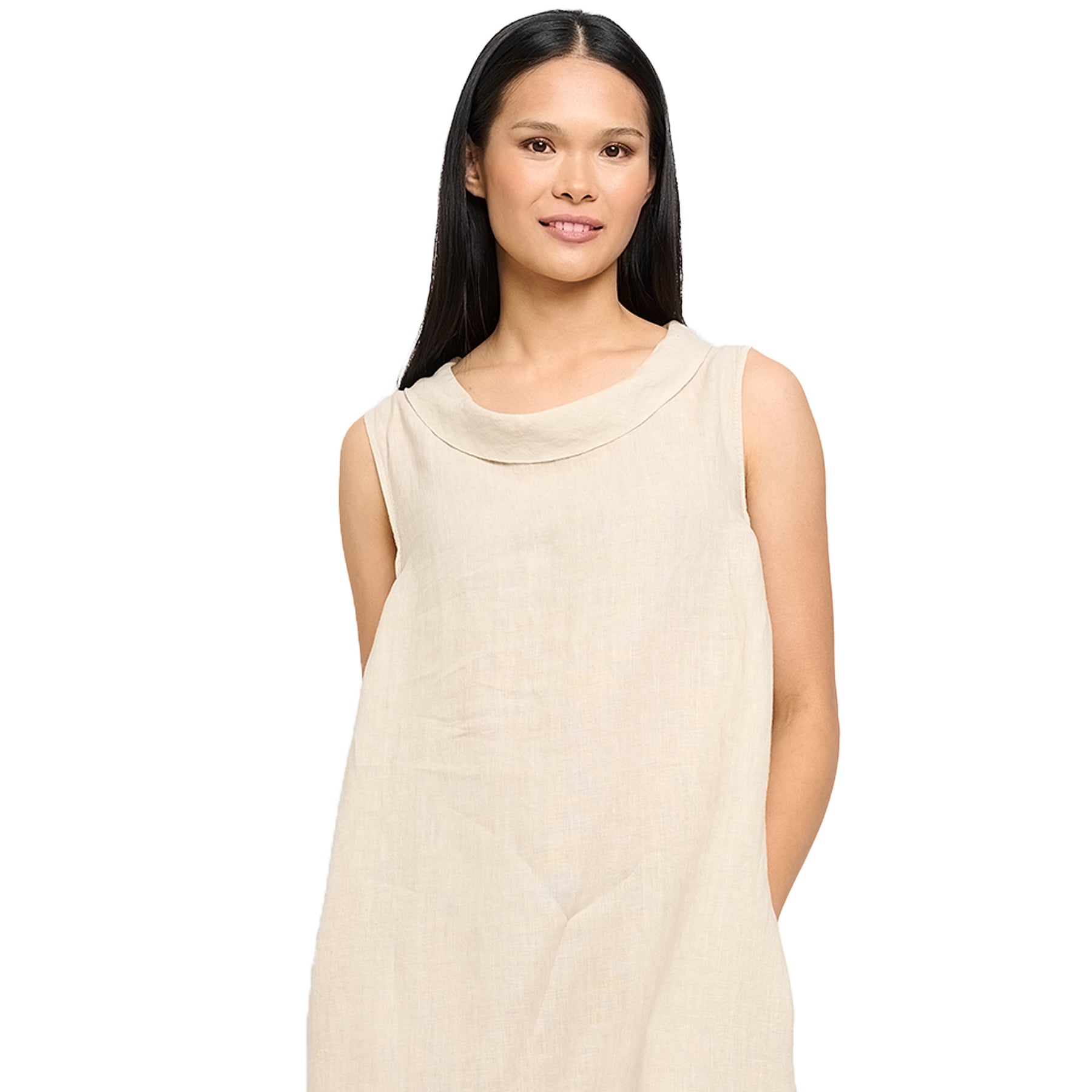  Pistache Linen Sleeveless Cowl Neck Hi-Low Dress、mySite、justintrudeaud