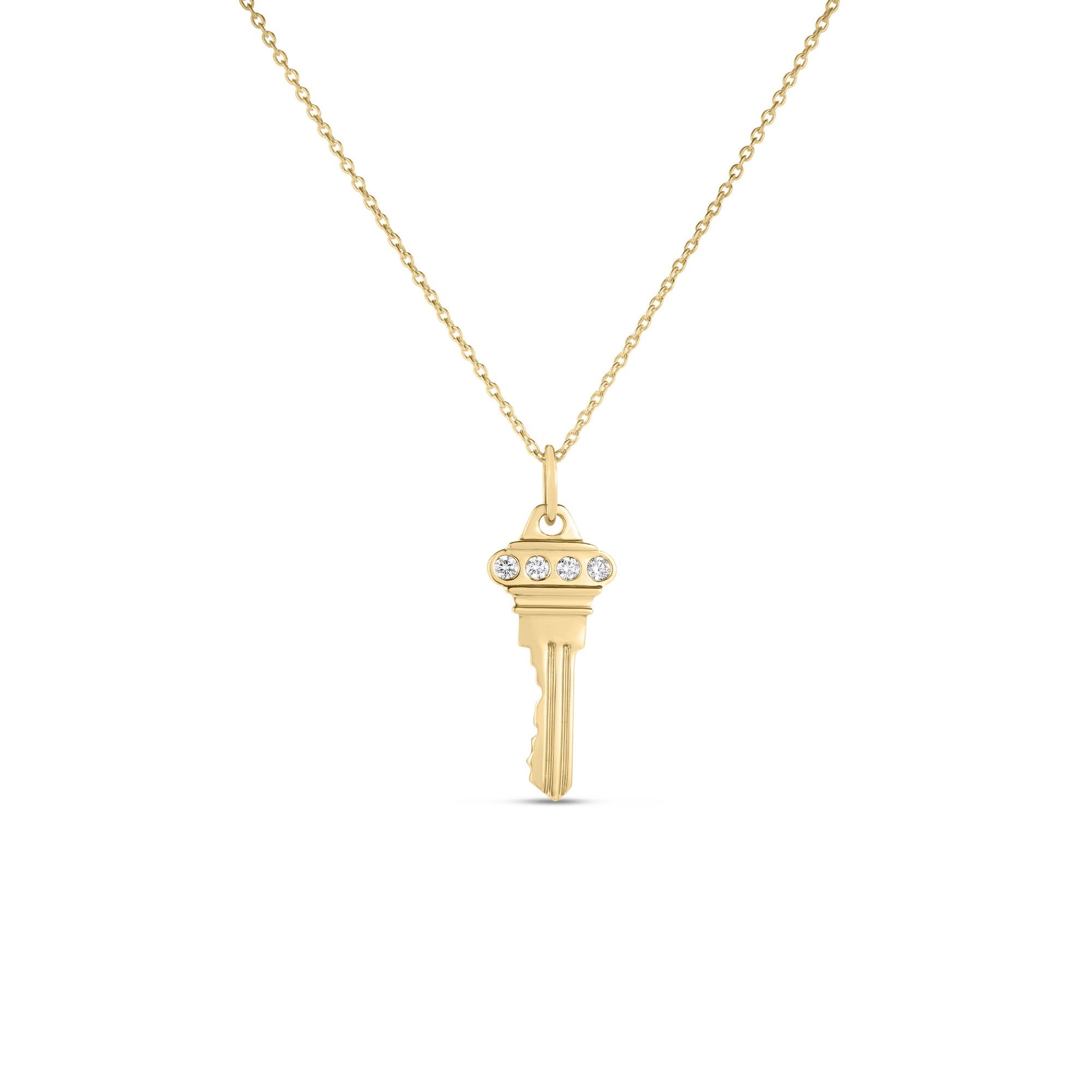 18K Yellow Gold Tiny Treasures Diamond Accent Key Necklace、mySite、hinf8tx79