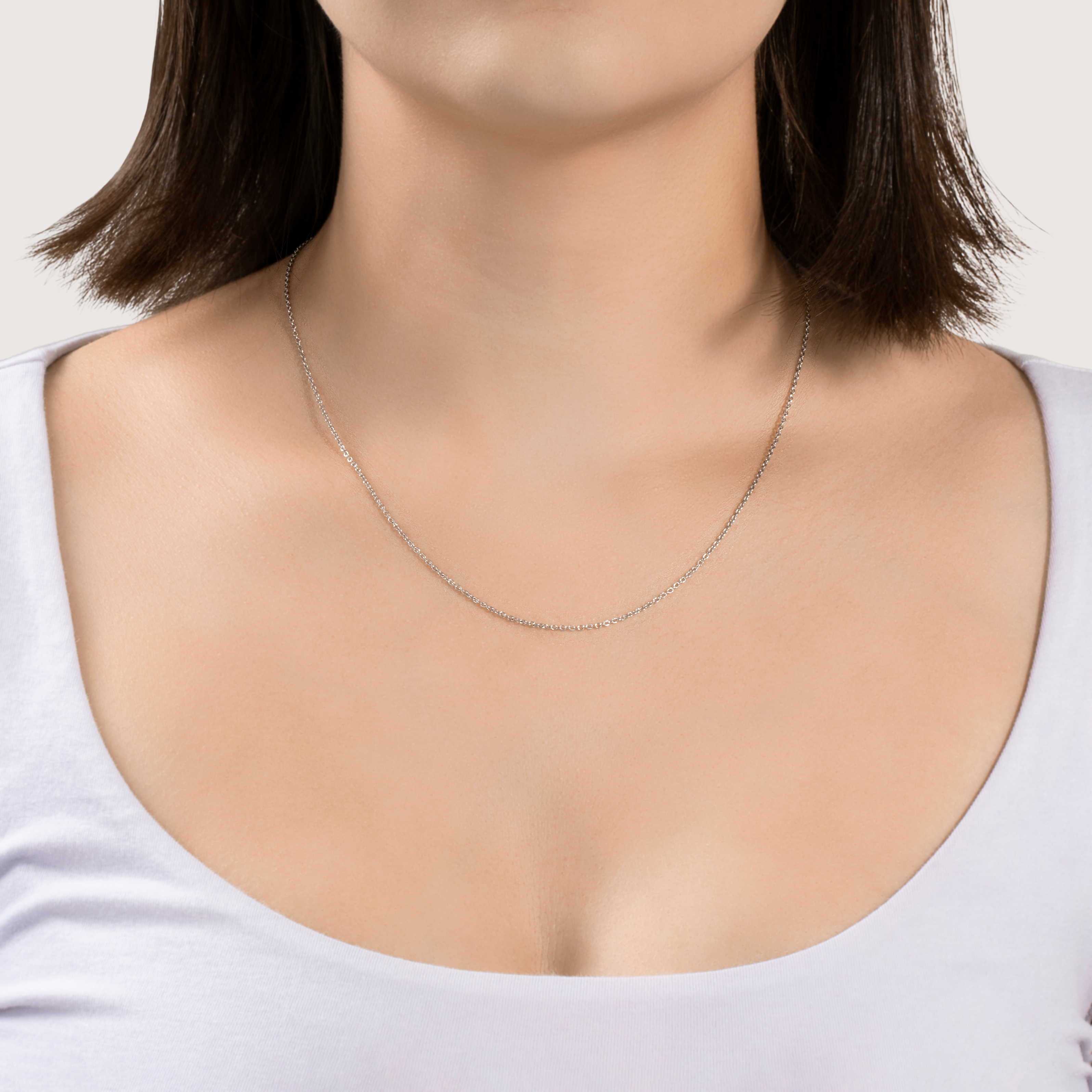 Vintage Italian Platinum Cable Chain Necklace 18、mySite、hinf8tx79