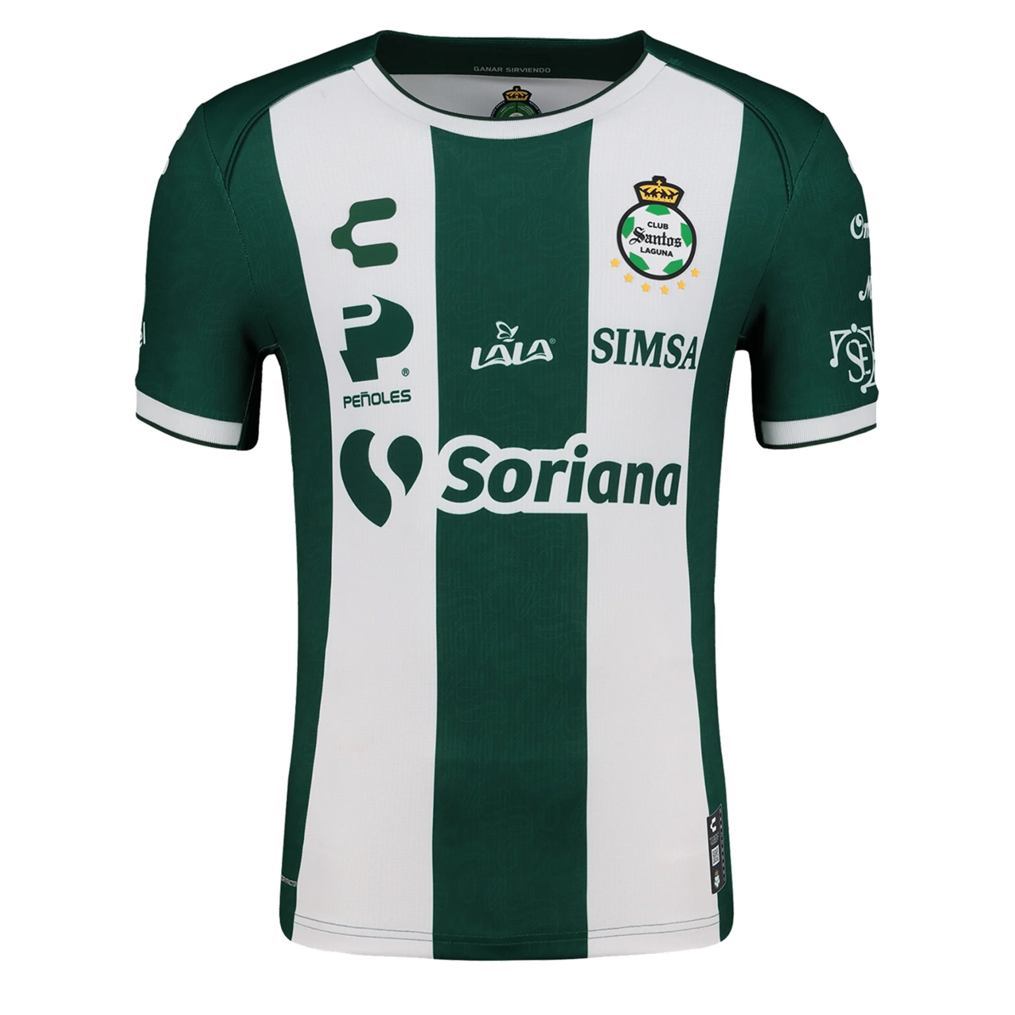 Charly Men's Santos Laguna 2024/25 Authentic Home Jersey White/Green、mySite、noshort