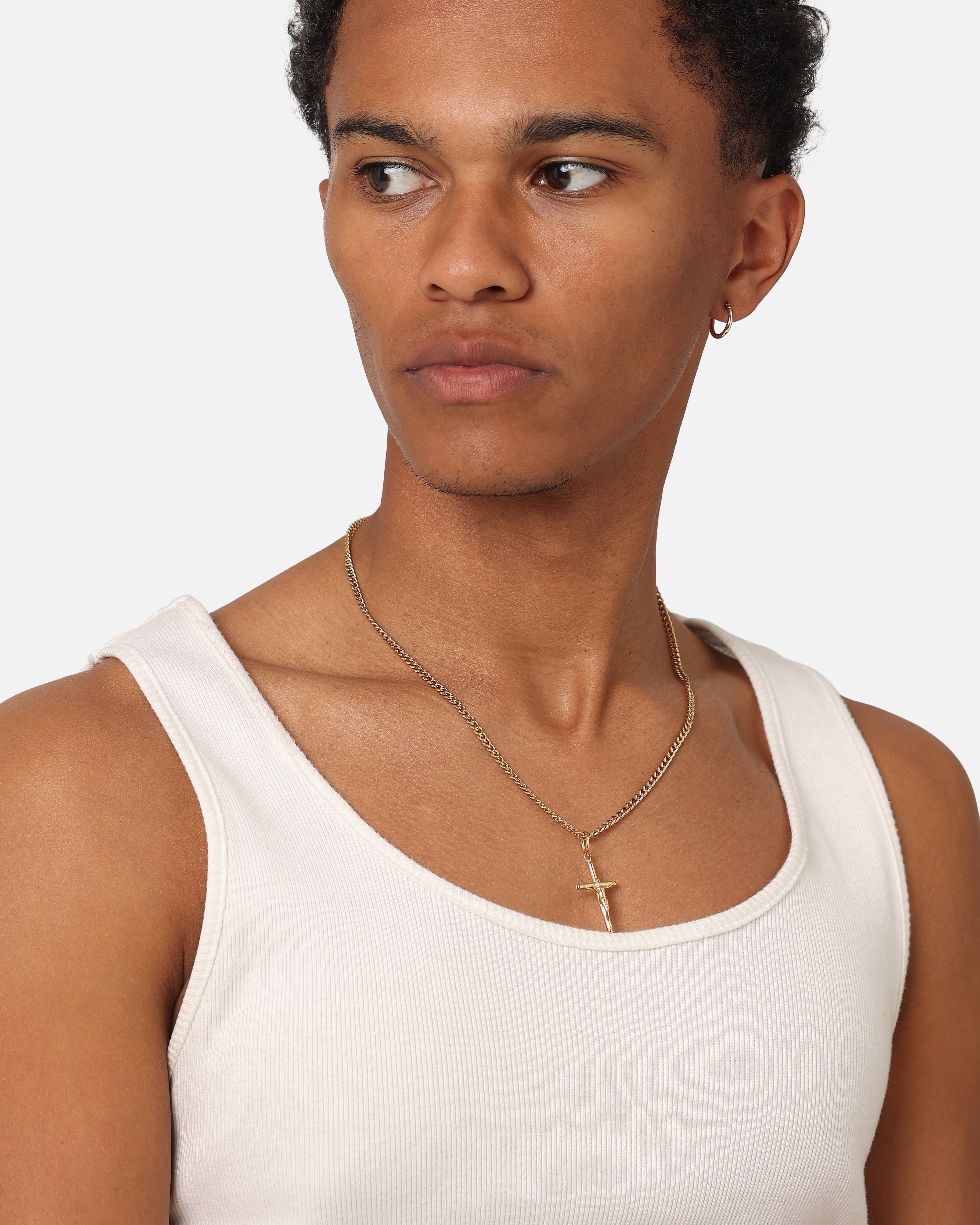 Saint Morta Crucifix Cuban Necklace Gold、mySite、zt4zffjzw