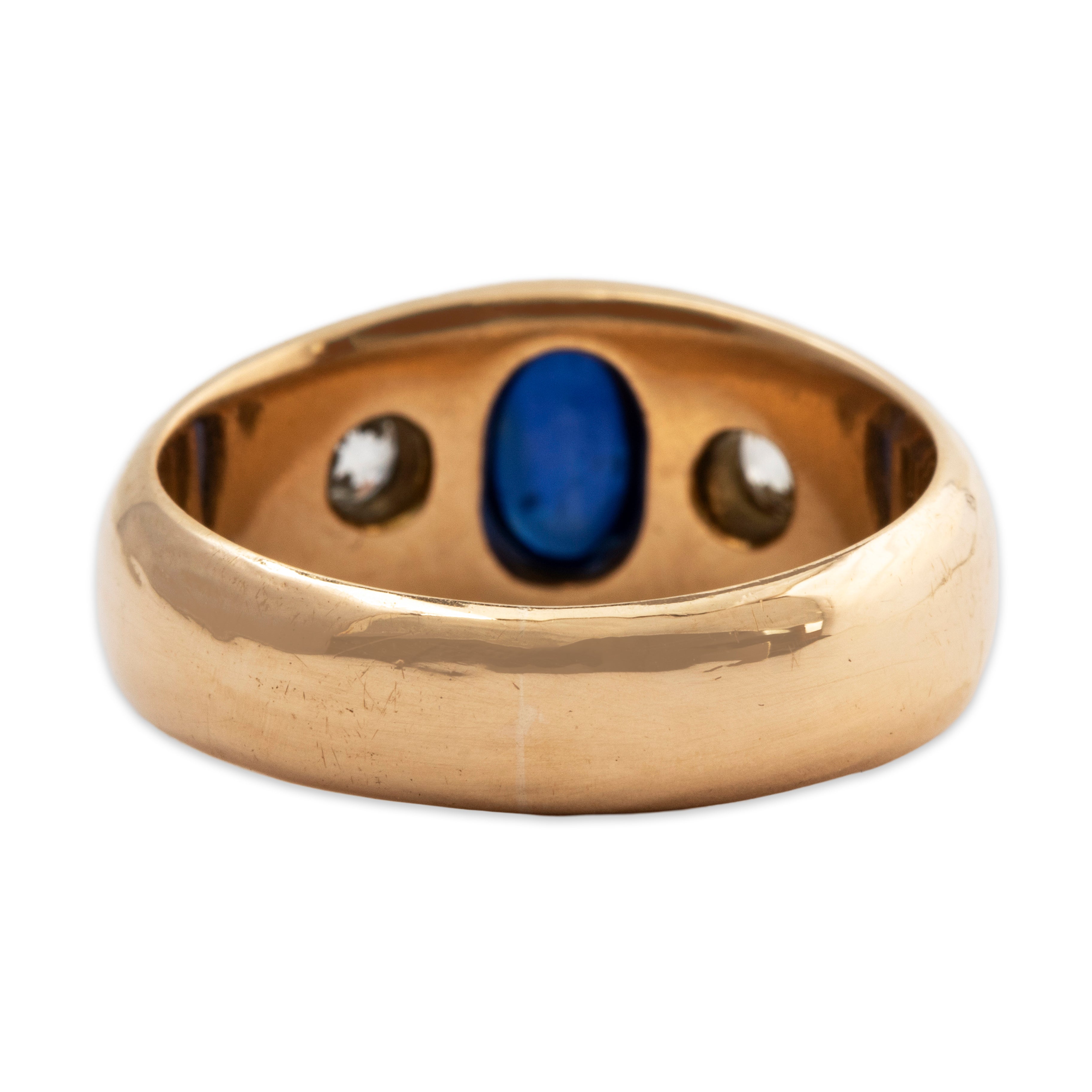 Vintage Heavy Craft 14k Yellow Gold 1.26ct Sapphire & Old Mine Diamond Ring 9.5、mySite、hinf8tx79