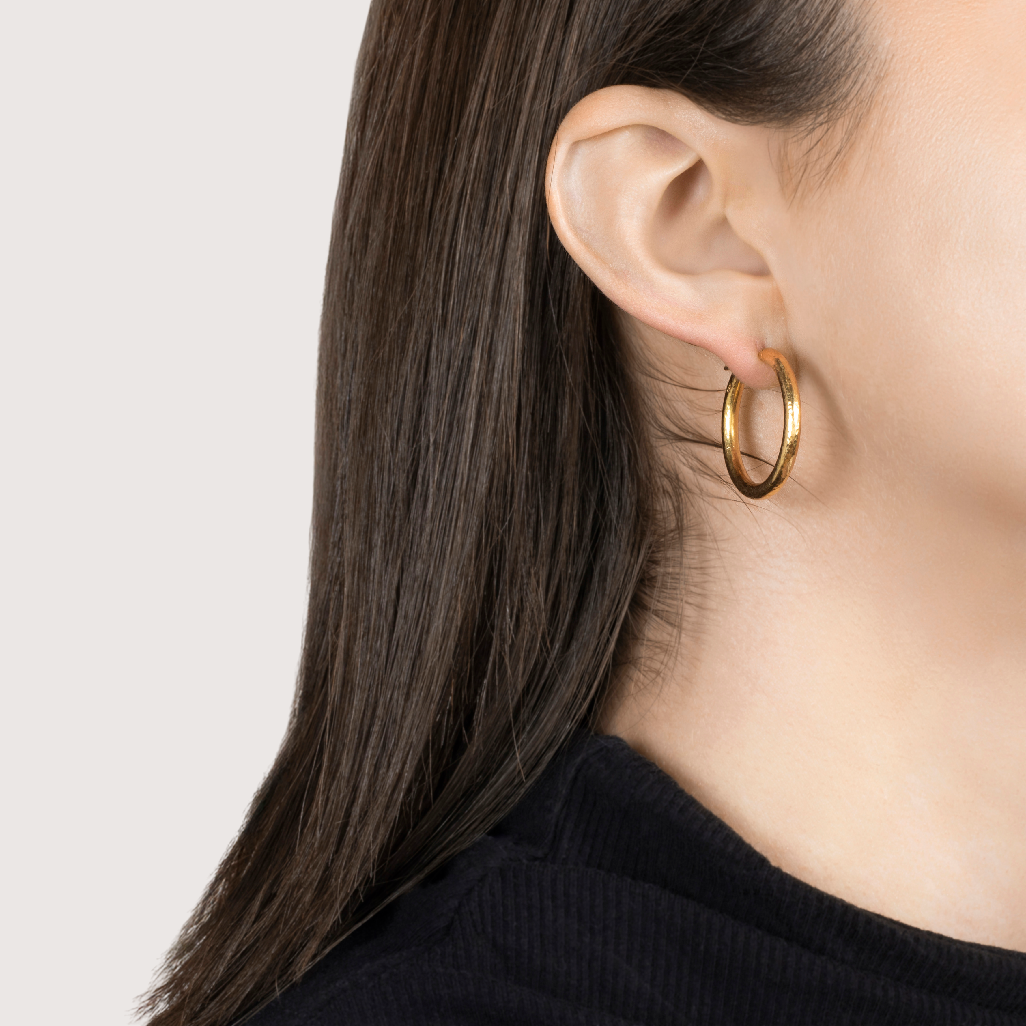 Estate Elizabeth Locke 19k Yellow Gold Hammered Hoop Earrings、mySite、hinf8tx79