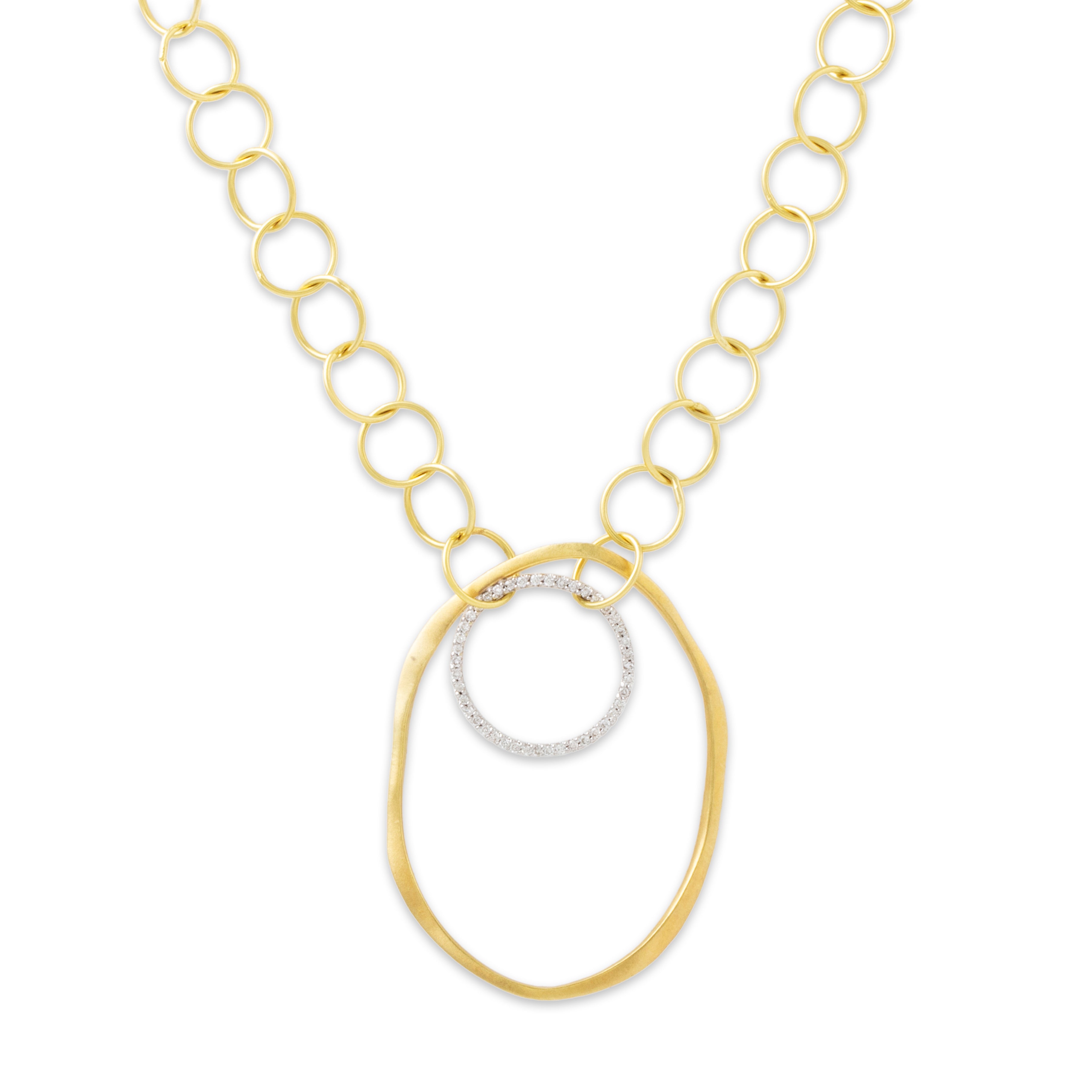 Estate Italian 14k Yellow Gold .215cttw Diamond Artistic Link Necklace 16.5、mySite、hinf8tx79