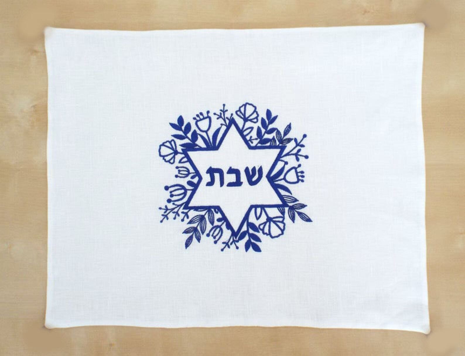 Shabbat Floral Star of David Linen Challah Cover、mySite、topwebapps