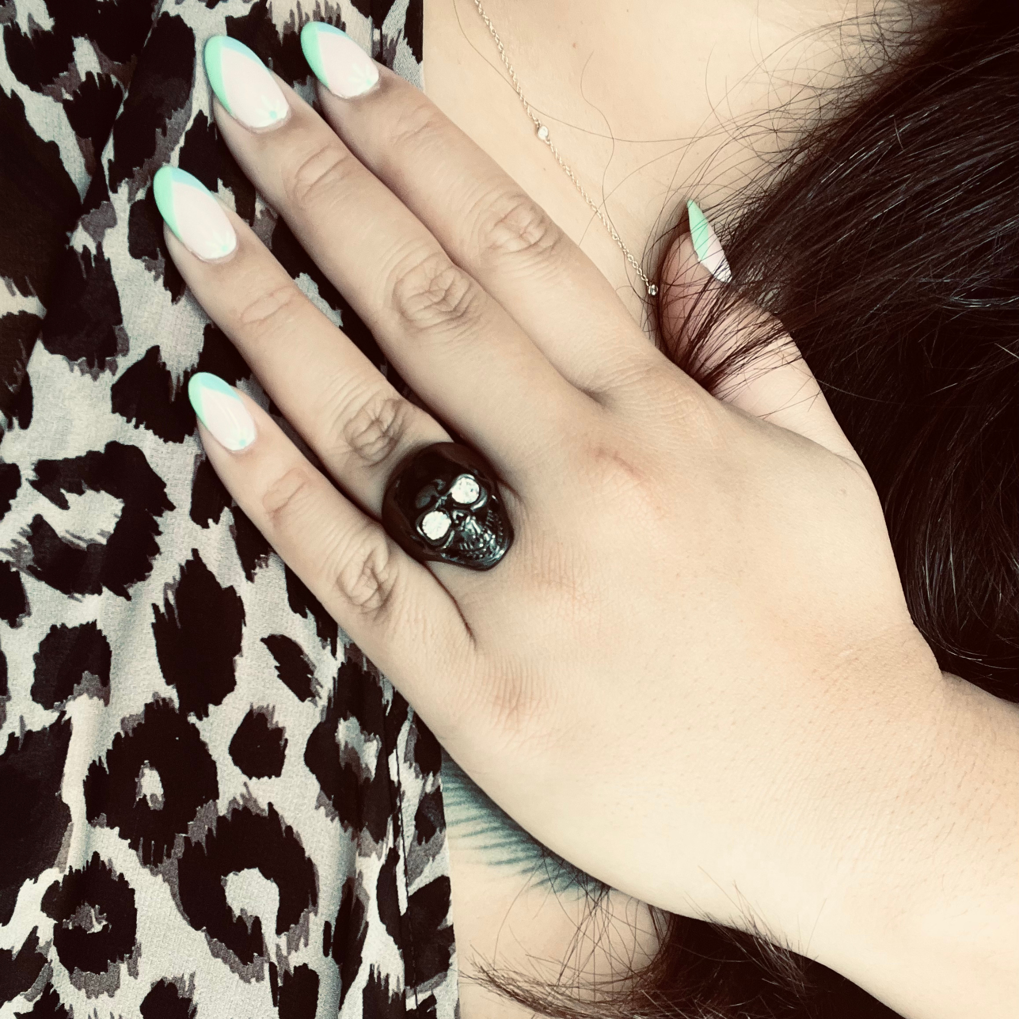 Stainless Steel Clear CZ Eyed Black Skull Ring / SCR4054、mySite、dreamappss