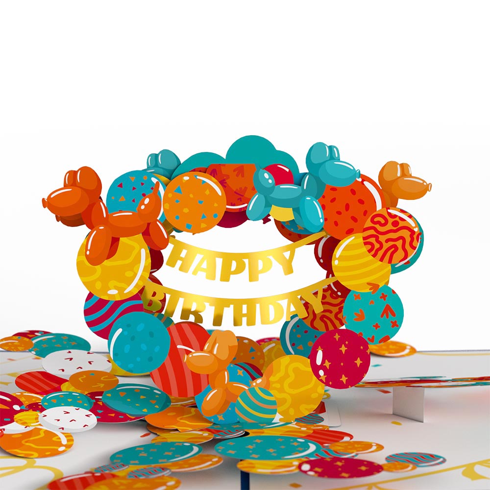 Happy Birthday Banner and Balloons Pop-Up Card and Survive Another Year of Adulting Sentiment Set、mySite、solidvoid