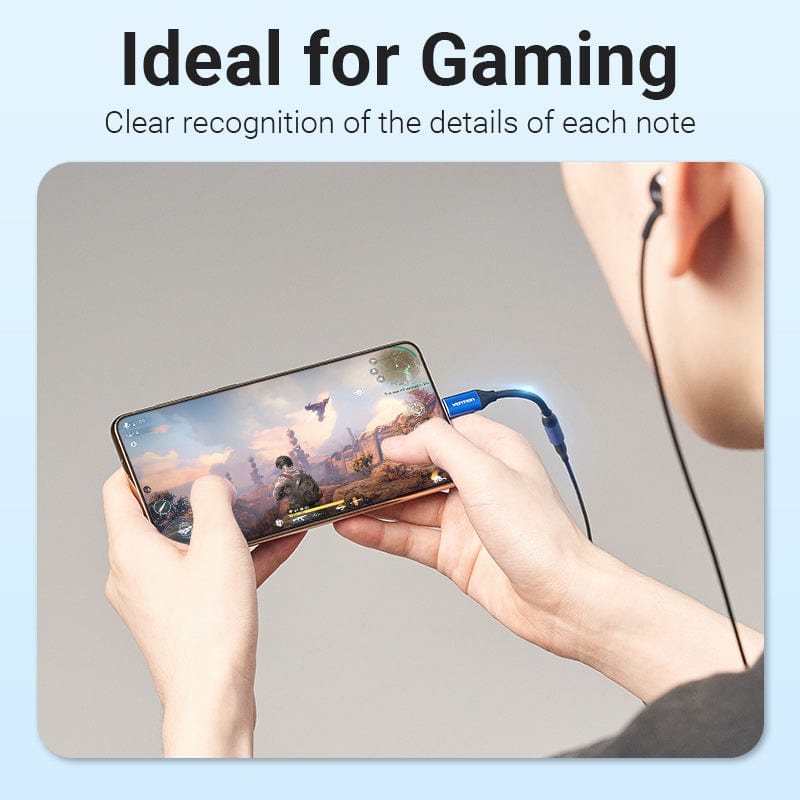 Cotton Braided USB-C Male to 3.5mm Female Audio Cable(DAC) 0.1M Blue Aluminum Alloy Type、mySite、fannypackpong