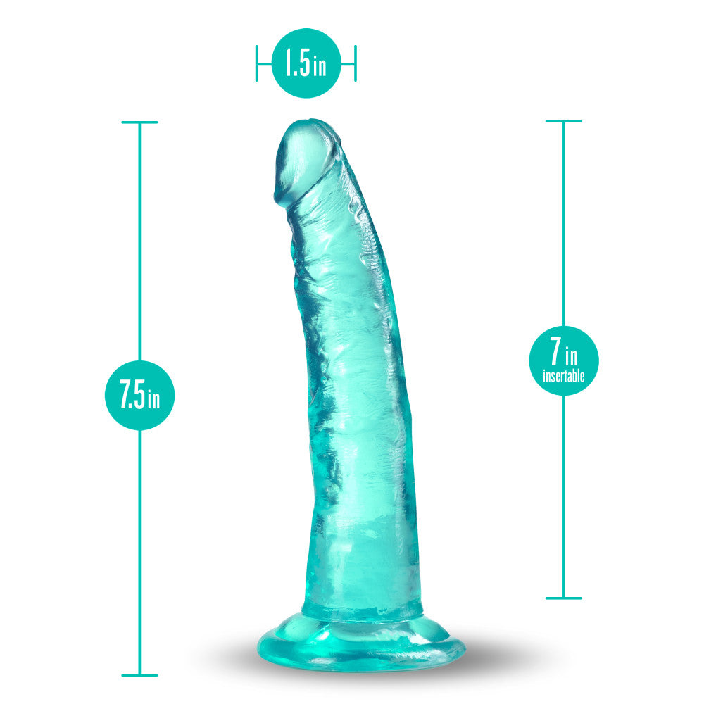 B Yours Plus By Blush® | Lust N’ Thrust Realistic G-Spot Teal 7.5-Inch Long Dildo With Suction Cup Base、mySite、bottomscart