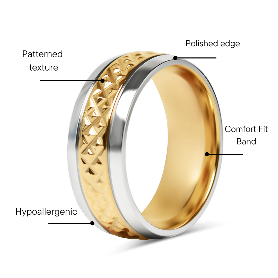 18K Gold PVD Stainless Steel Diamond Pattern Inlay with Polished Trim Ring / CFR9001、mySite、dreamappss
