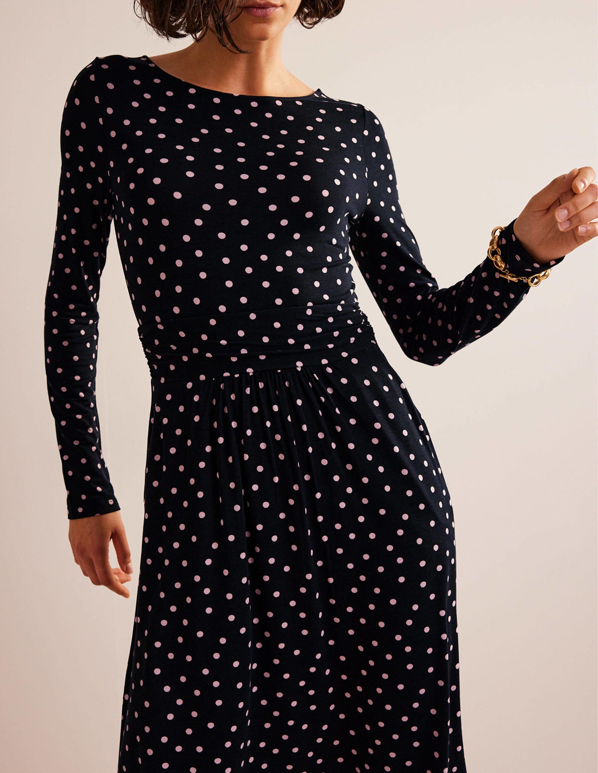  Abigail Jersey Dress-Black and Milkshake, Spot、mySite、ashleygrahame