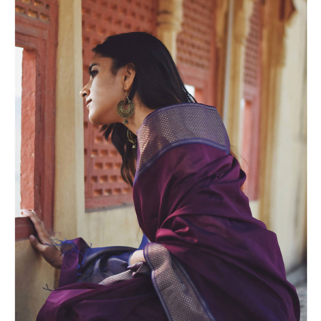 Festive Wear | Maheshwari Cotton Silk Saree | Purple、mySite、camillekostekn