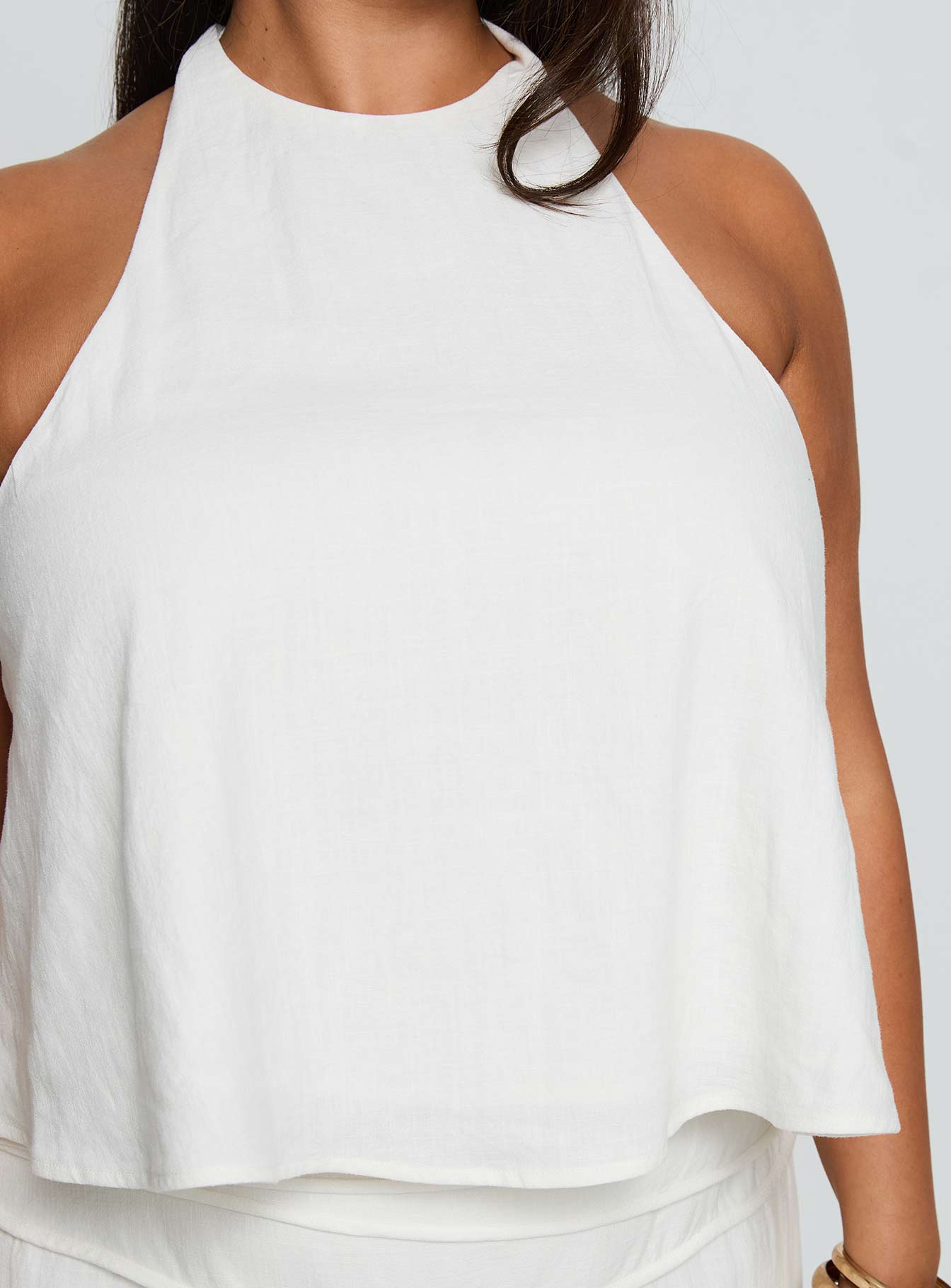 Aquaria Halter Linen Blend Top White Curve、mySite、solidvoid