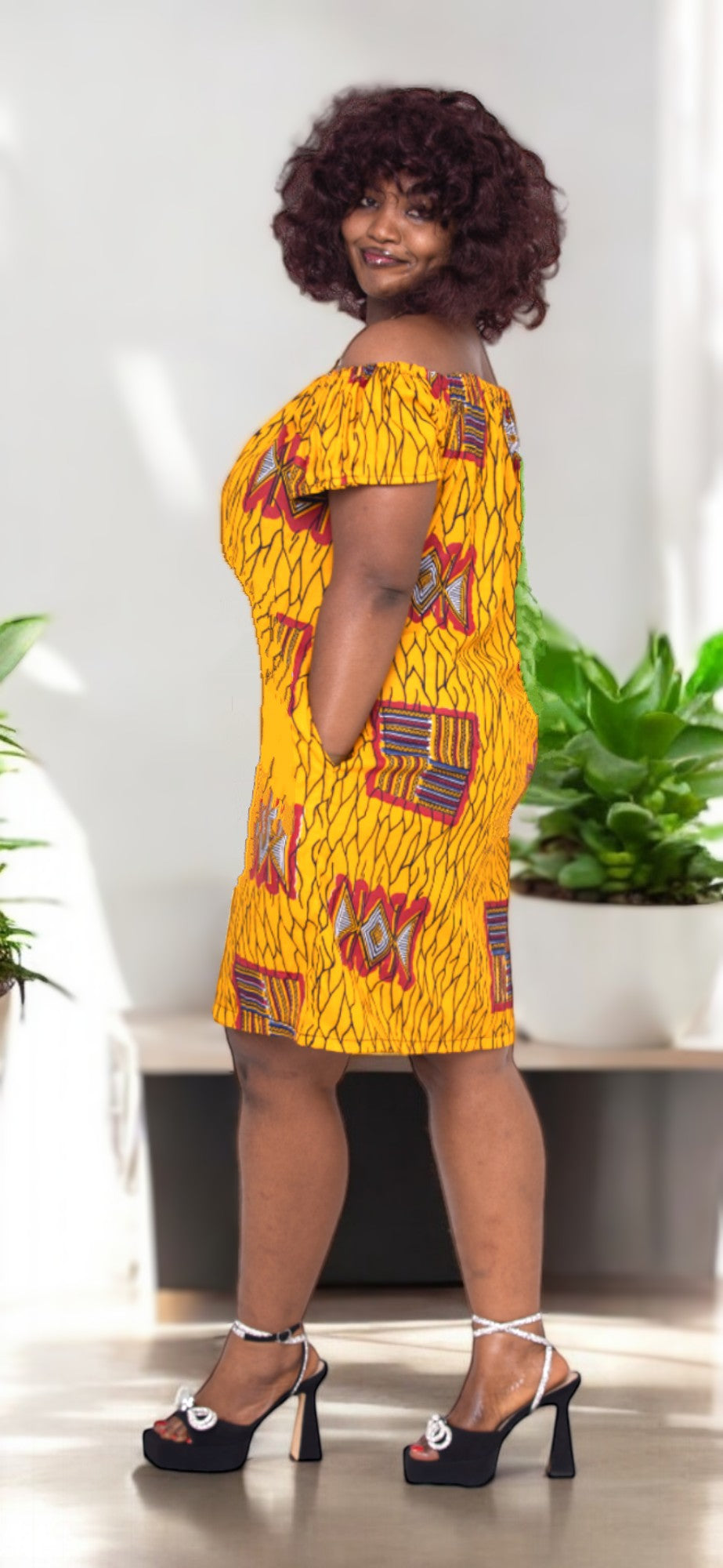 Dupsie's Umoja Orange African Print Dress DPUMAD51、mySite、solidvoid