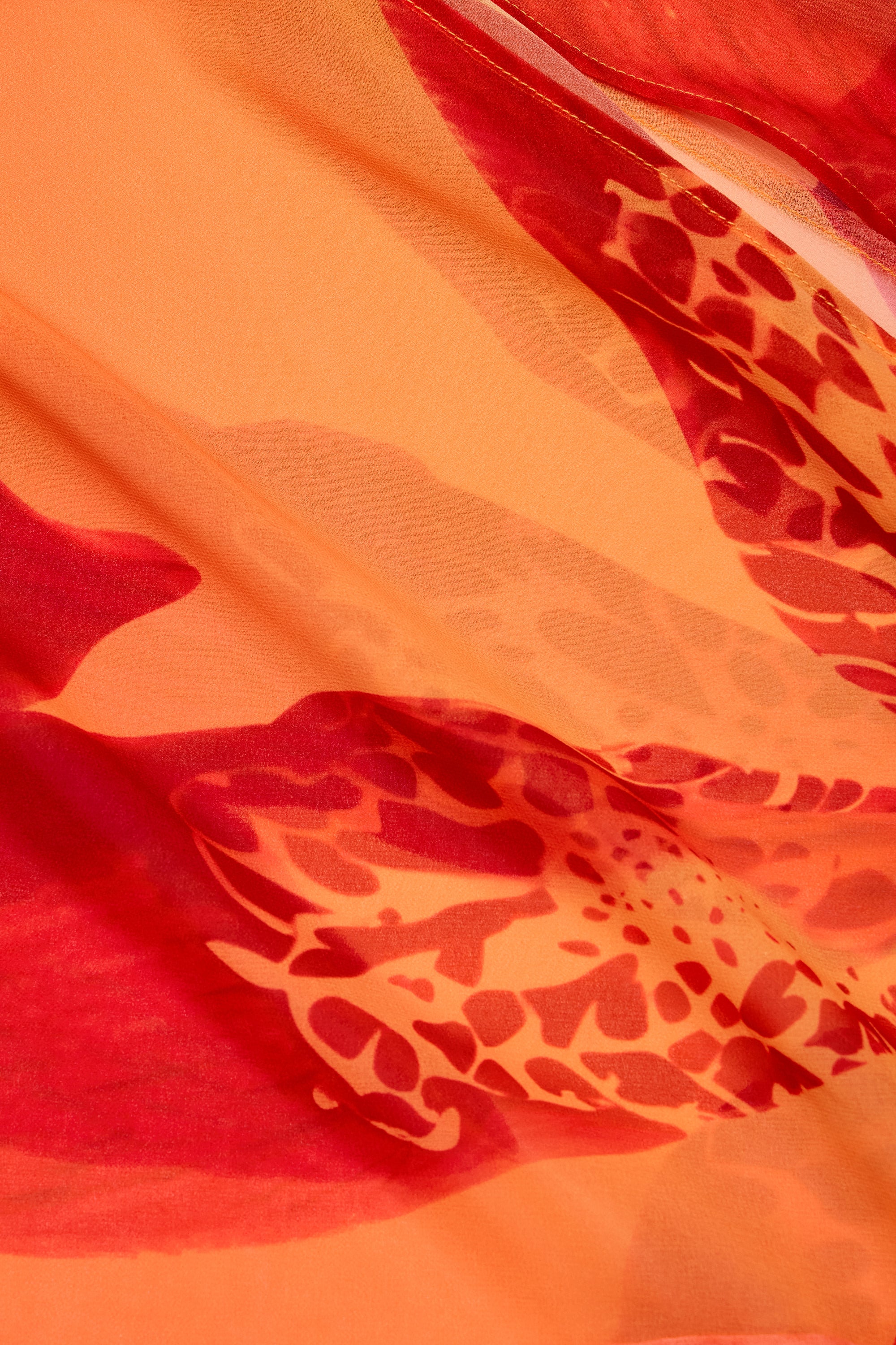  Cowl-Neck Hardware-Detail Maxi Dress in Orange Orchid Print、mySite、sugarbowlscore
