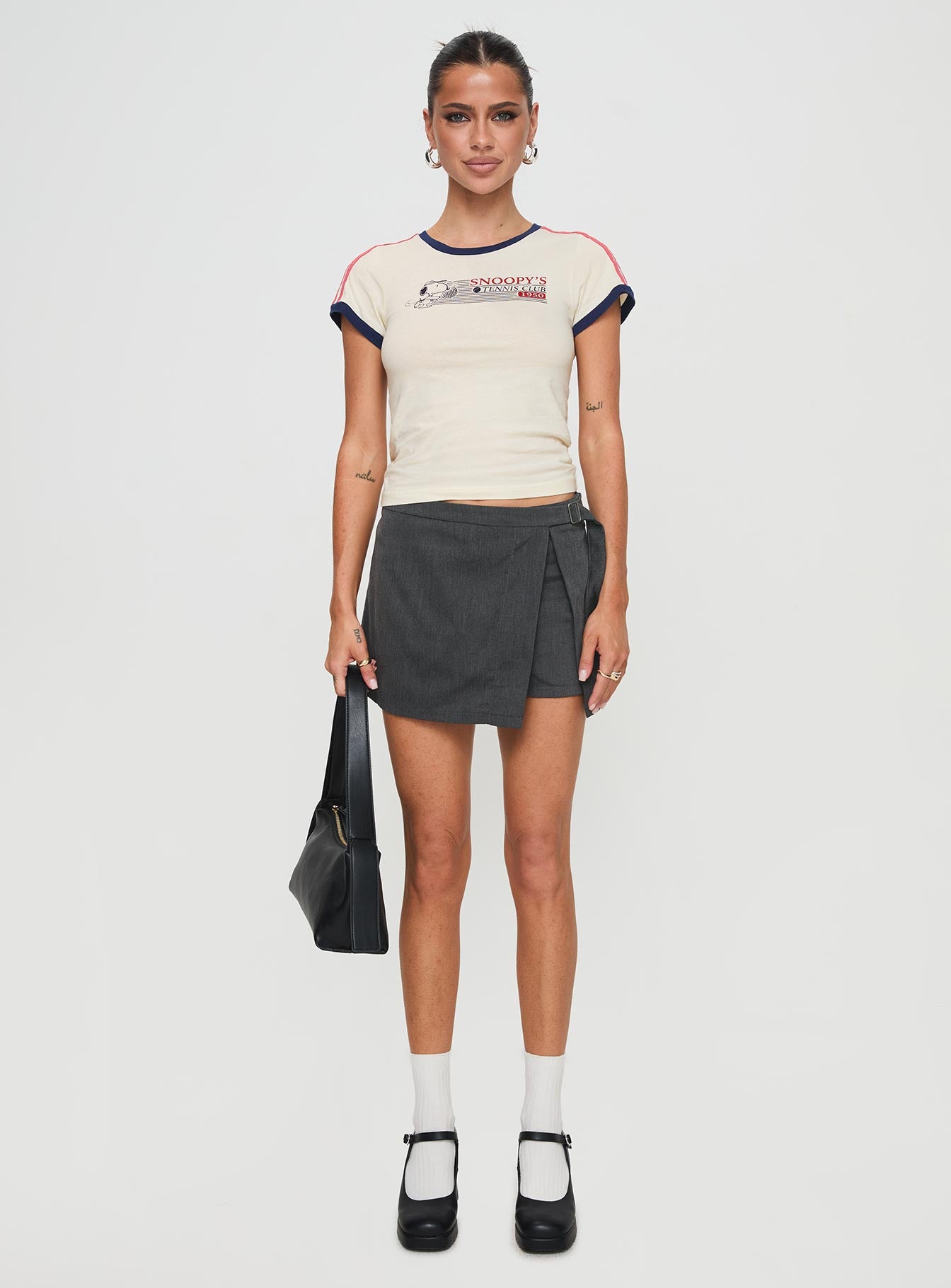 Karki Low Waist Mini Skort Charcoal、mySite、solidvoid