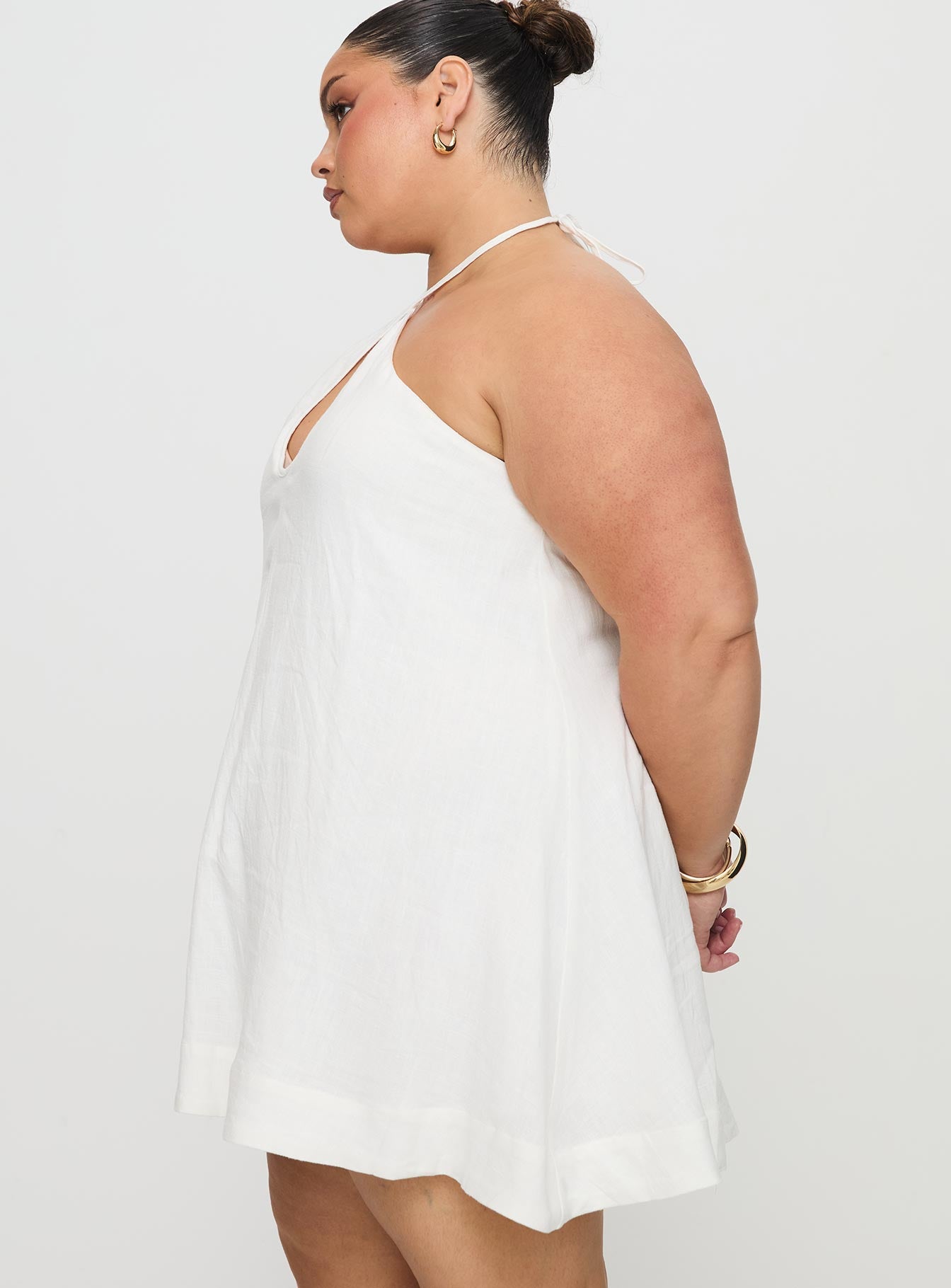 Thomasina Linen Halter Dress White Curve、mySite、solidvoid