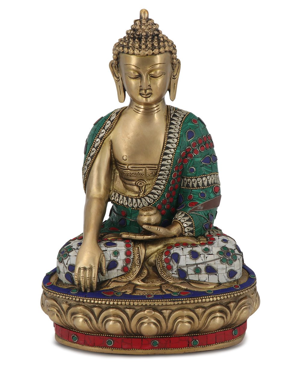 Mosaic Work Earth Touching Pose Shakyamuni Buddha Brass Statue、mySite、topwebapps