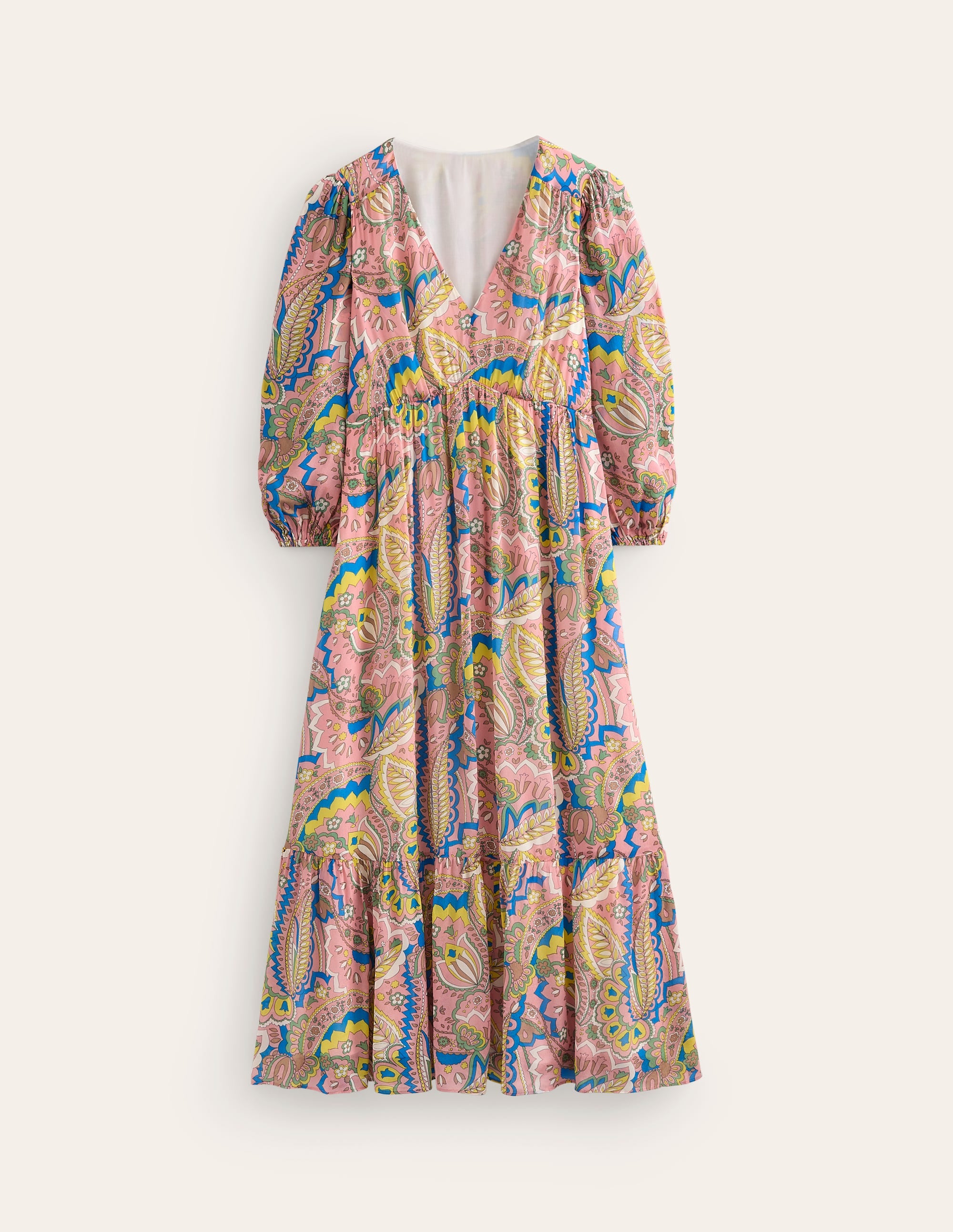  V Neck Puff Maxi Dress-Multi, Foliage Paisley、mySite、ashleygrahame