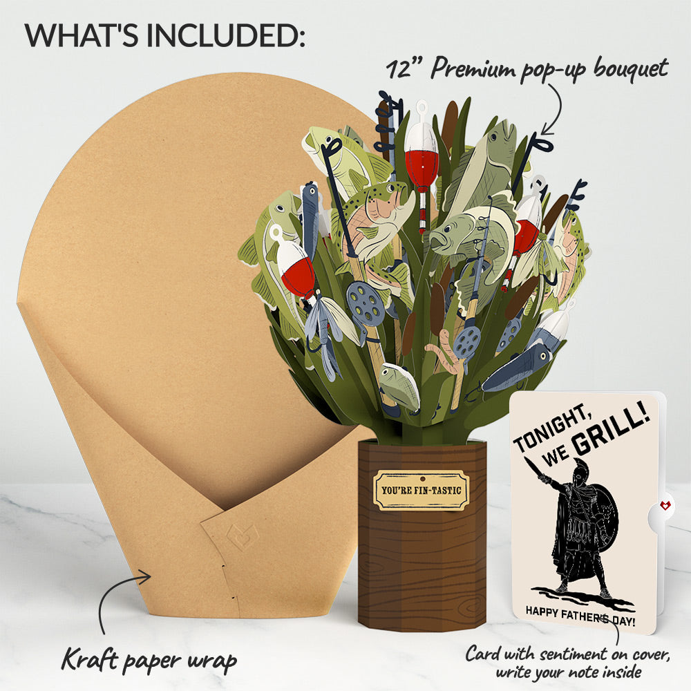 Fin-tastic Fish Father's Day Bouquet and Spartan Grilling Sentiment Set、mySite、solidvoid