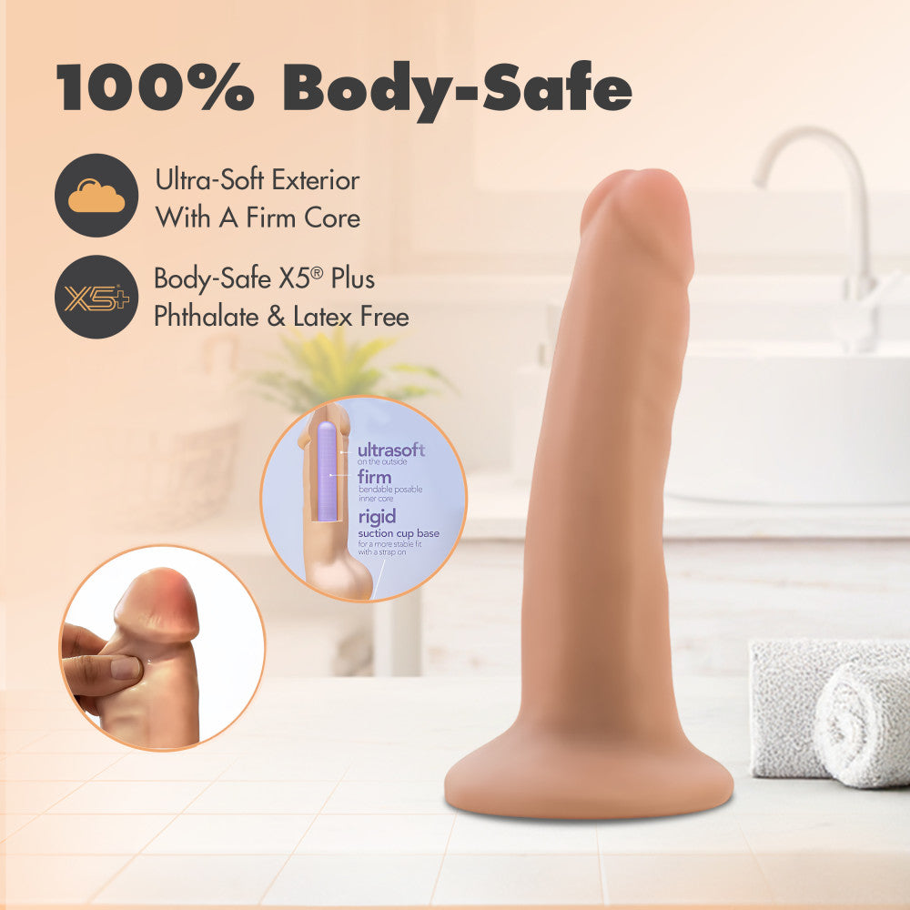 Dr. Skin Plus By Blush® | Realistic Vanilla 5.-Inch Long Soft Yet Erect & Posable Dildo With Suction Cup Base、mySite、bottomscart