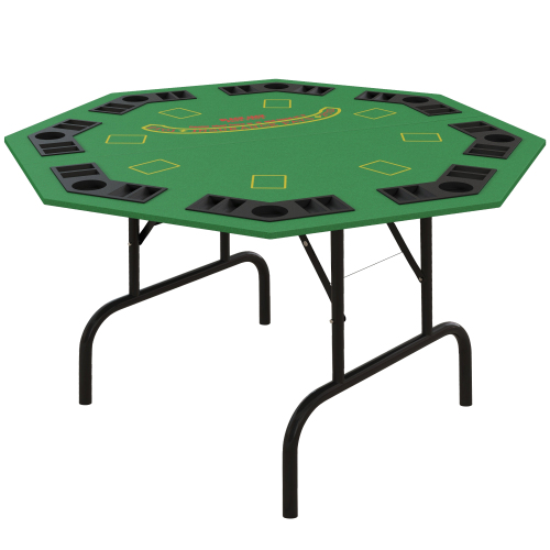 Soozier Poker Table Foldable 47" Octagon Casino Table Blackjack Texas Holdem Poker Table for 8 Players with Chips Tray and Cup Holders, Green、、casual
