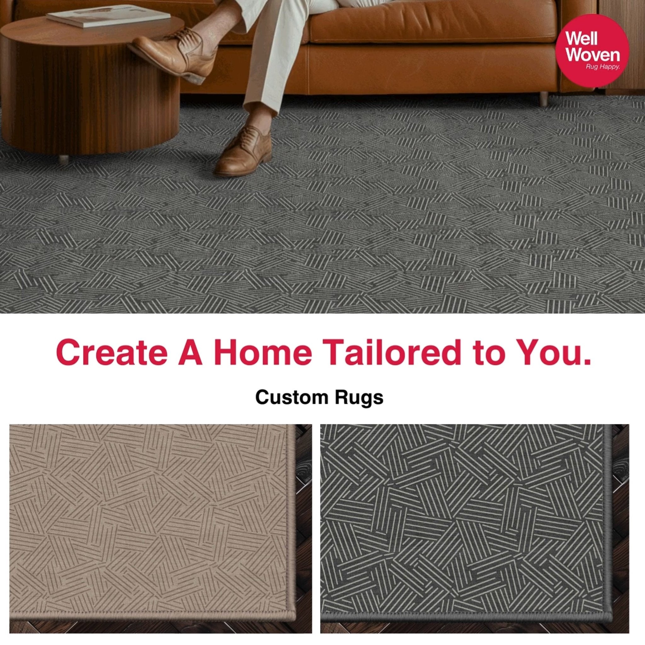 Sigrid Custom Rug - Monochrome Geometric, Low Pile, Easy Clean, Customizable for Your Space、mySite、gigharbornorthrealestate