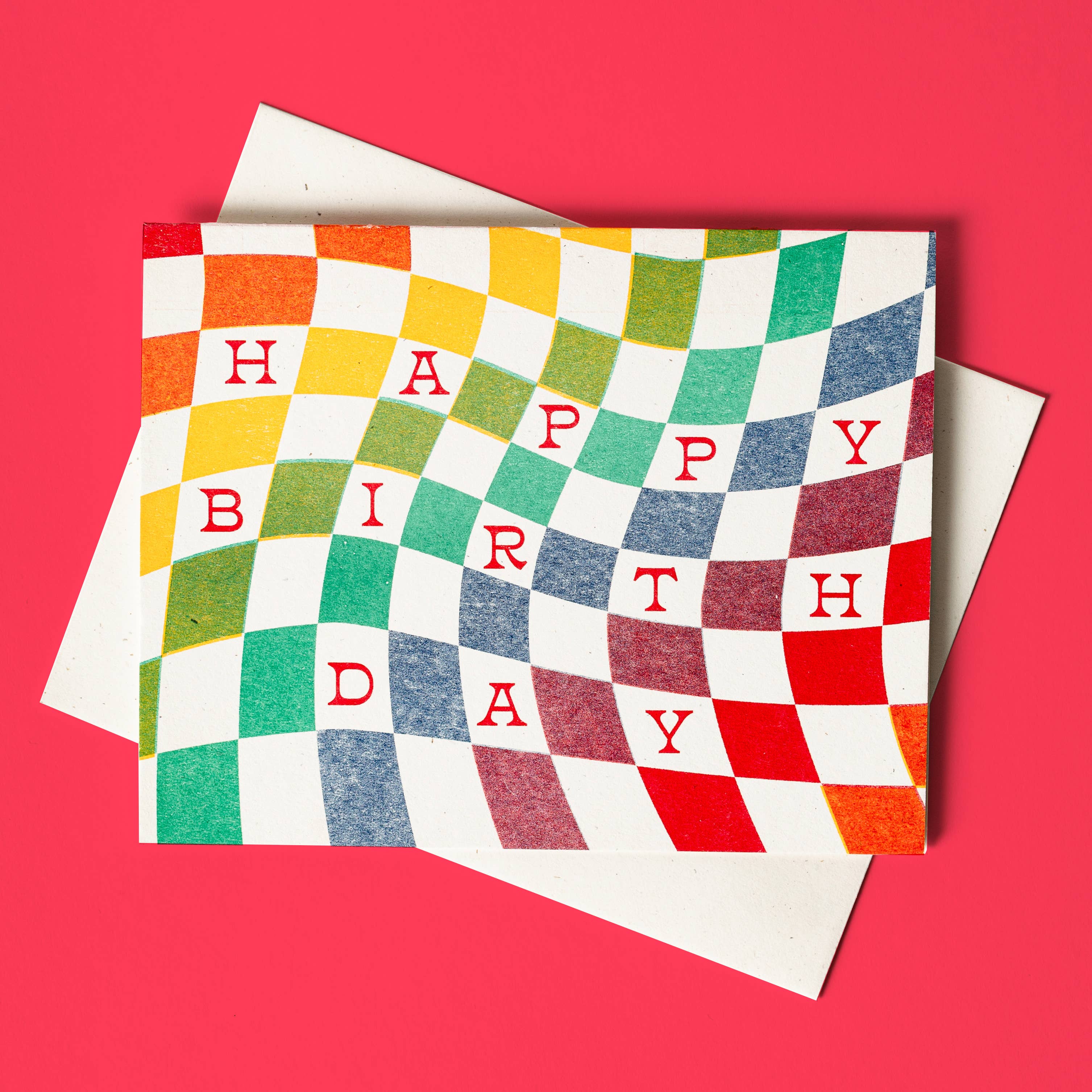 Bromstad Printing Co. - Rainbow Checkerboard Birthday - Risograph Card、mySite、garagedoors4me
