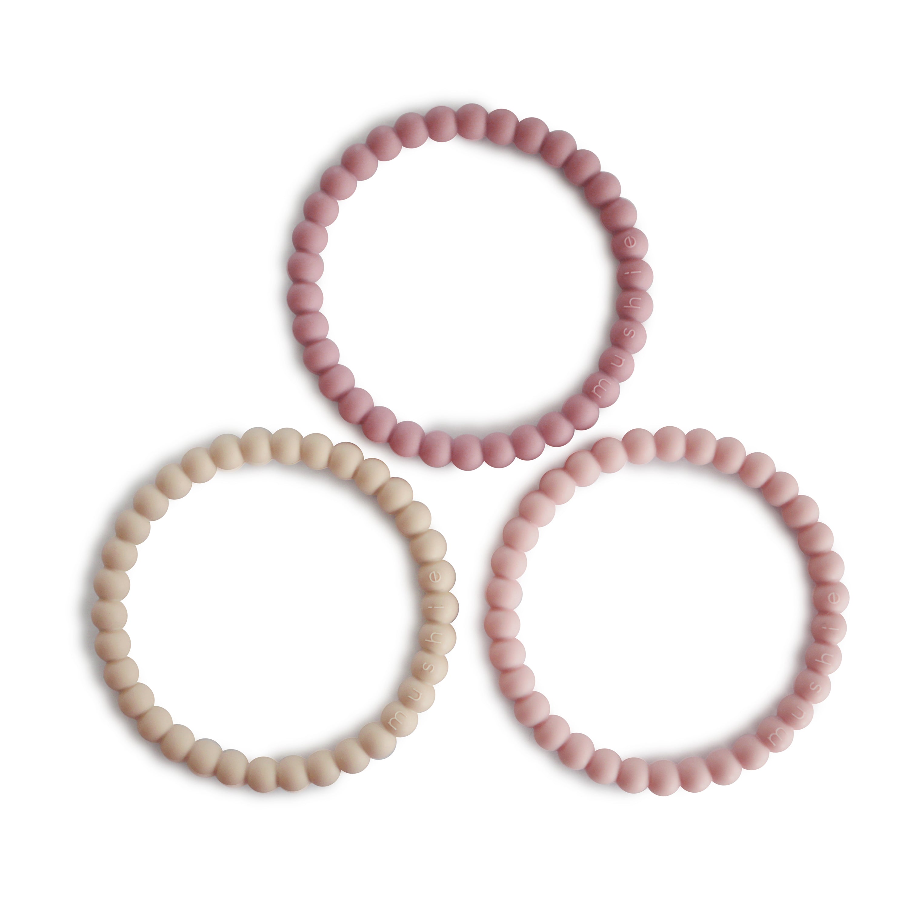 Pearl Teething Bracelet 3-Pack - Linen/Peony/Pale Pink、mySite、g9winljtr