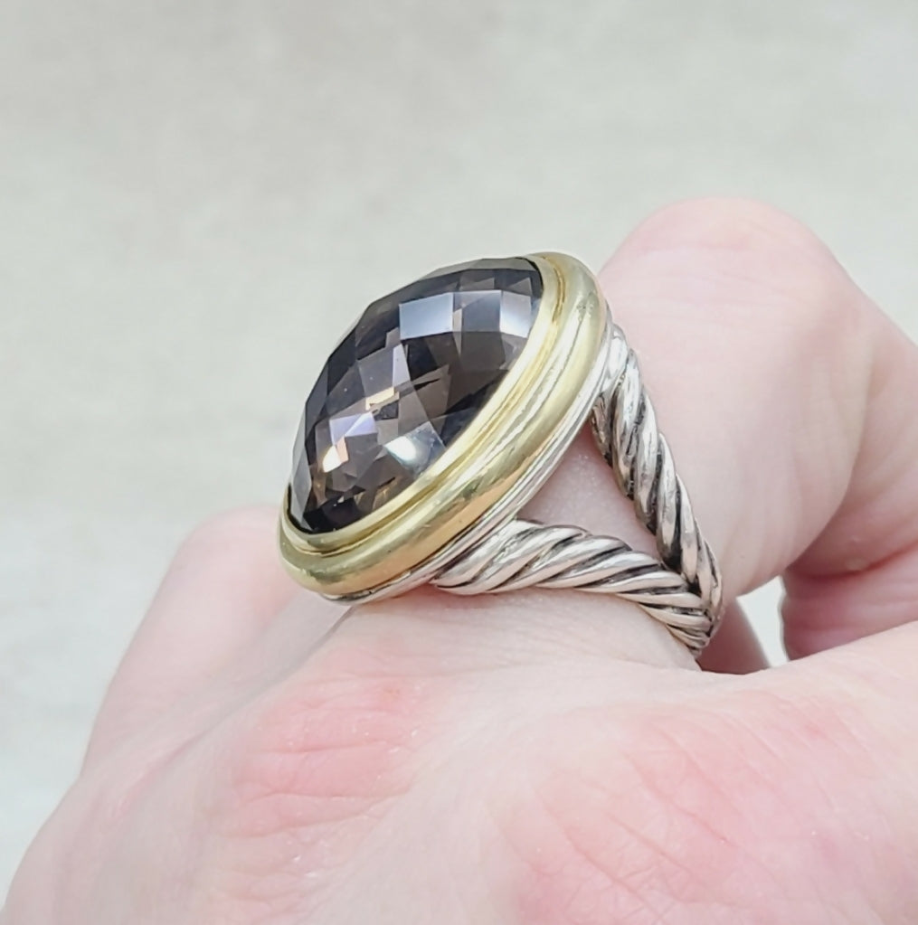 David Yurman Signature Oval Ring 鈥?Smoky Quartz & Gold、mySite、hinf8tx79