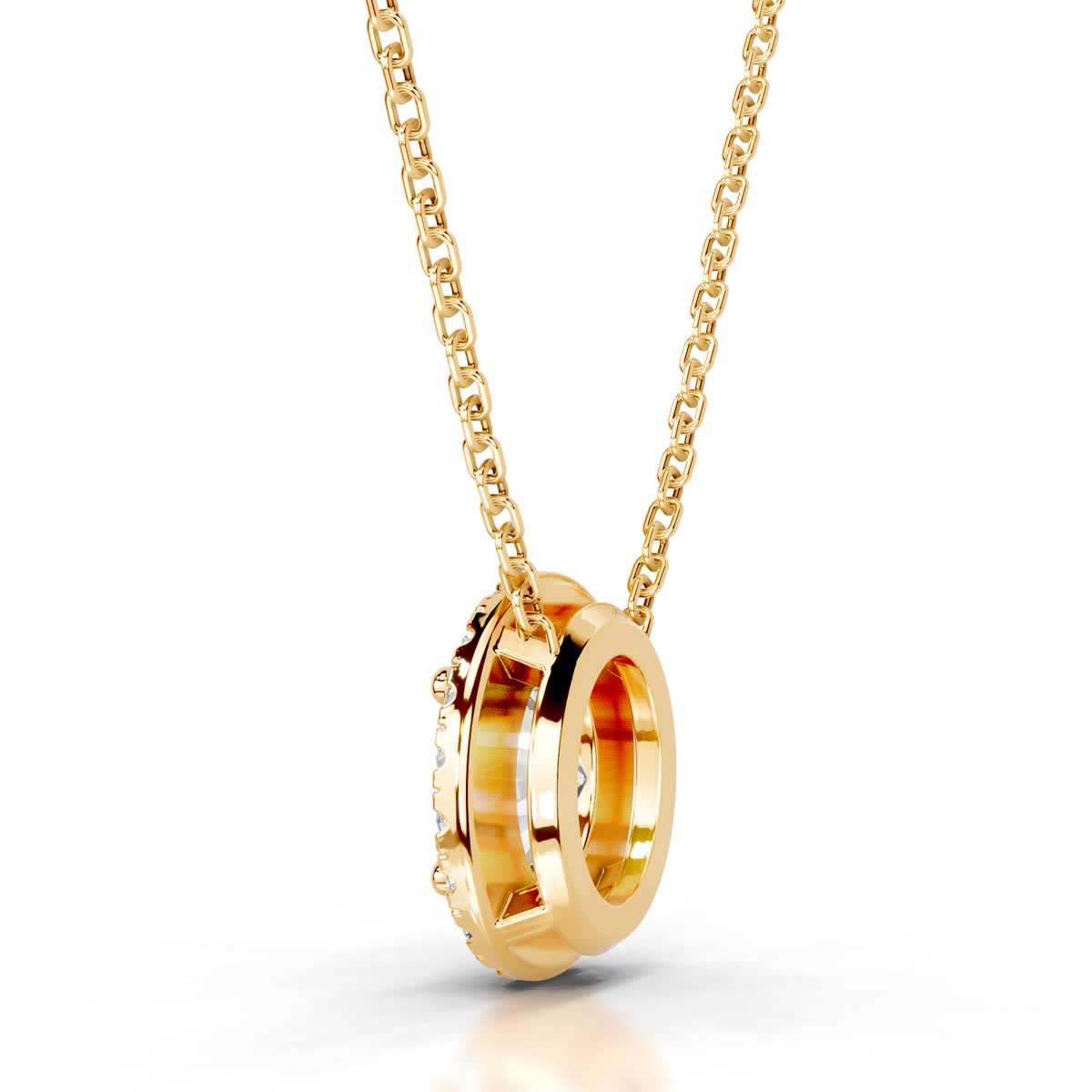 Petit Manon Lab Grown Diamond Halo Pendant -18K Yellow Gold、mySite、hinf8tx79