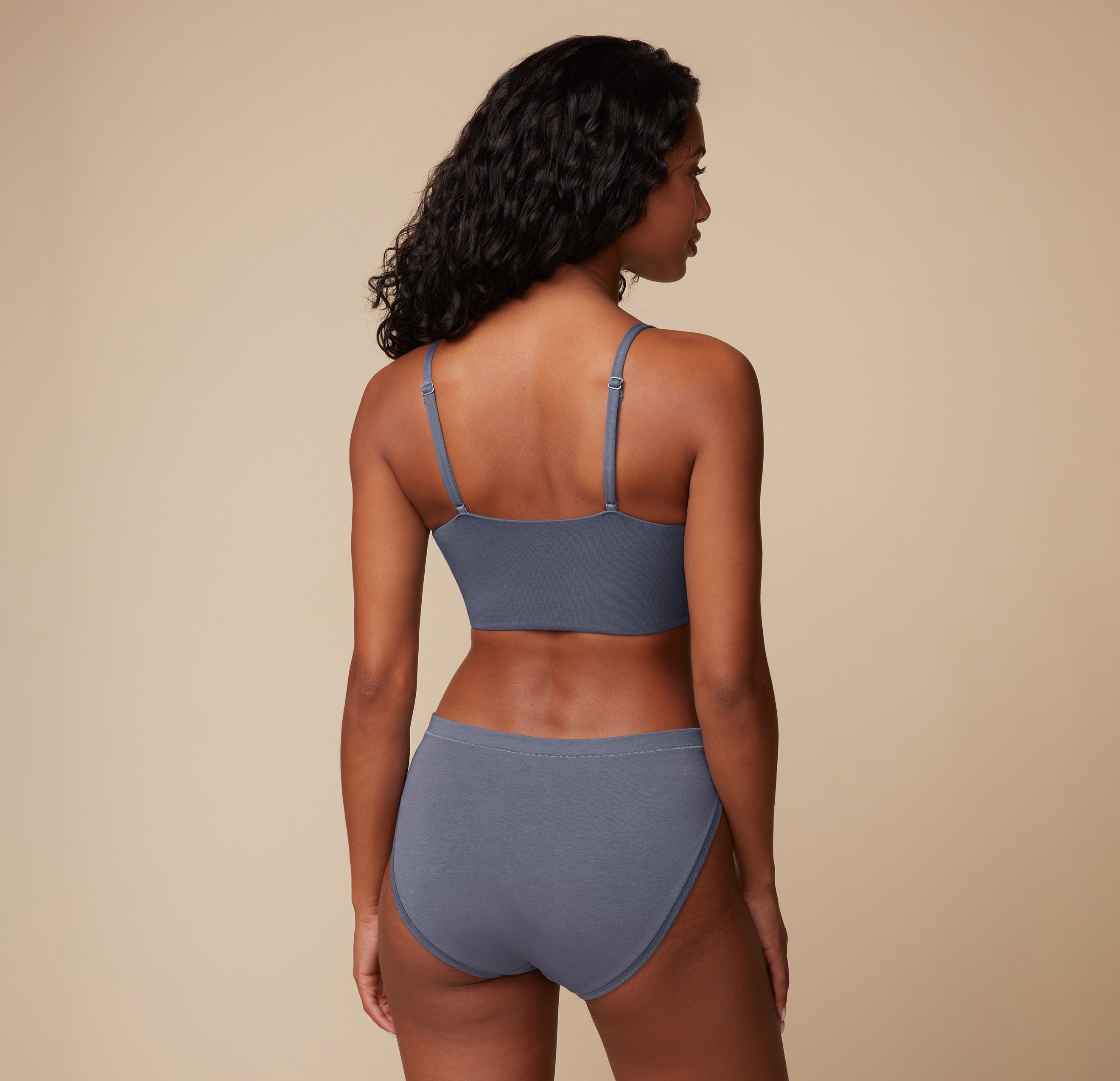 Cloud Cotton V-Neck Bralette - Slate、mySite、bengalsvssteelers