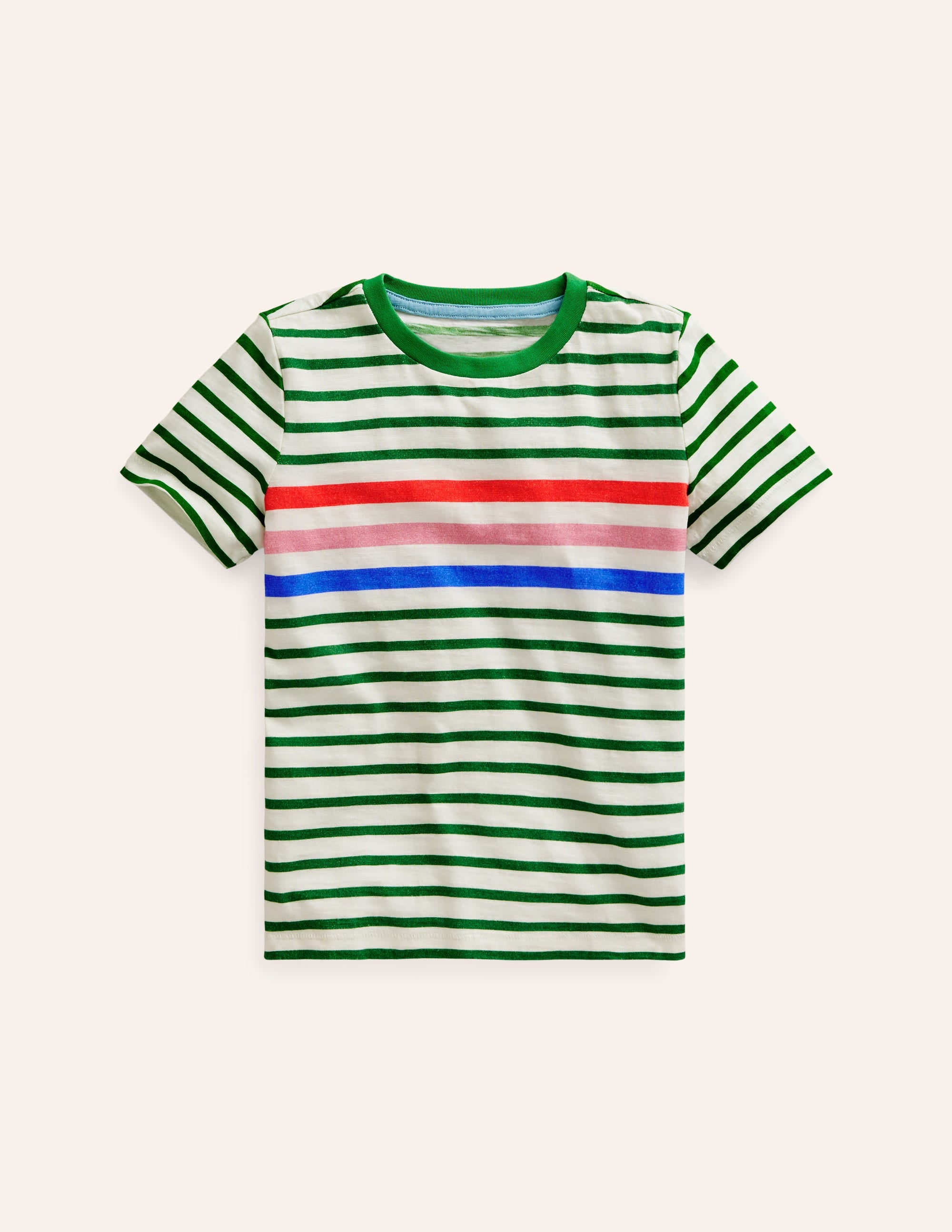  Rainbow Stripe Slub T-shirt-Highland Green Multi Stripe、mySite、ashleygrahame