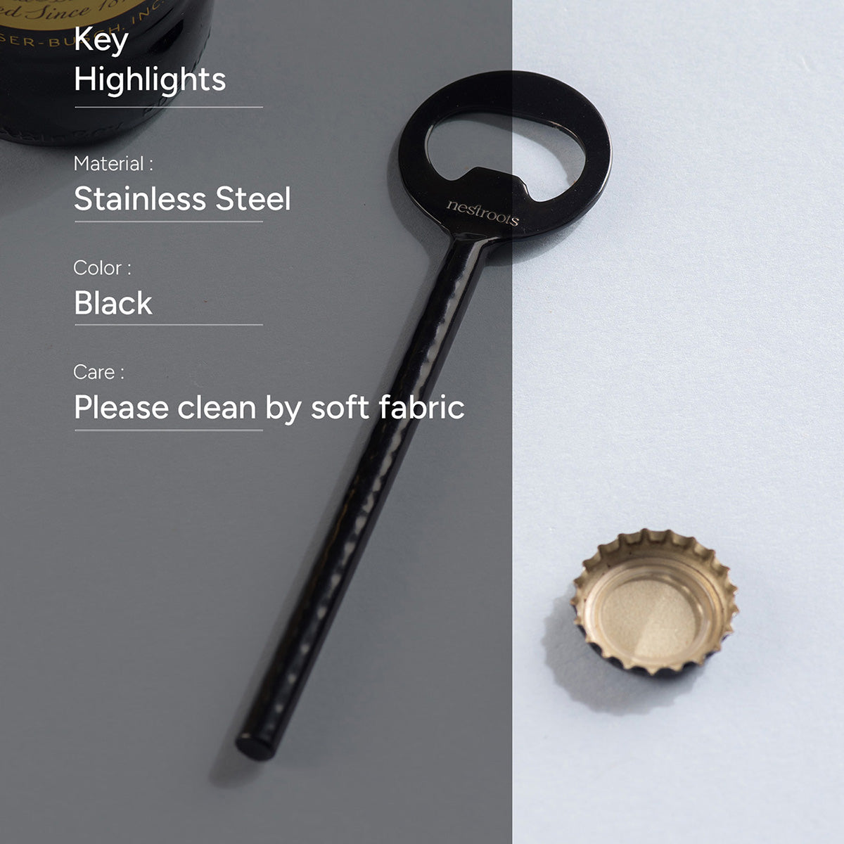 Stainless Steel Bottle Opener | Stick Shape | Black、mySite、camillekostekn