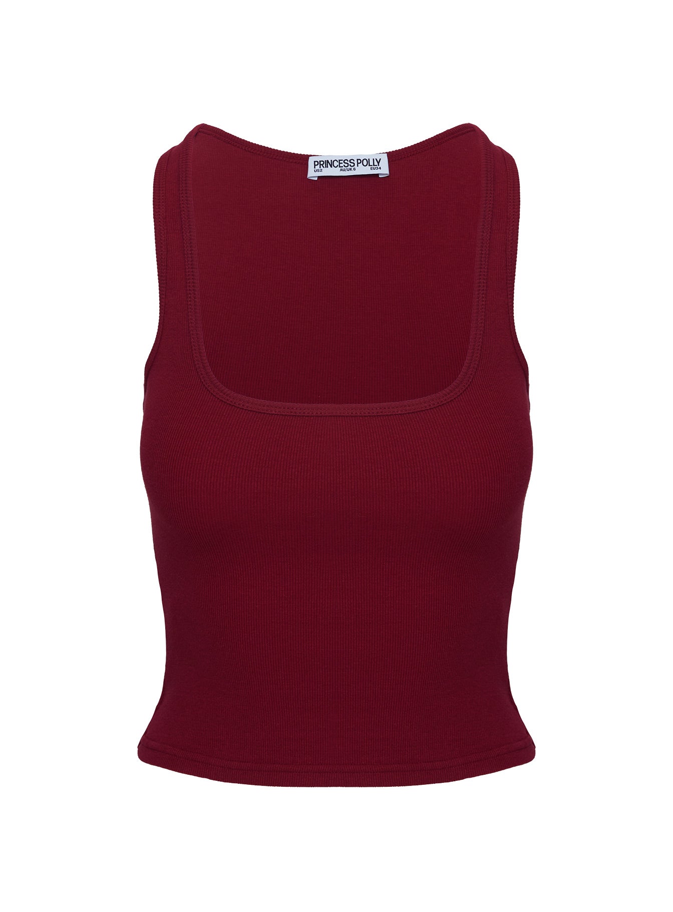 Baseline Square Neck Rib Tank Top Red、mySite、solidvoid