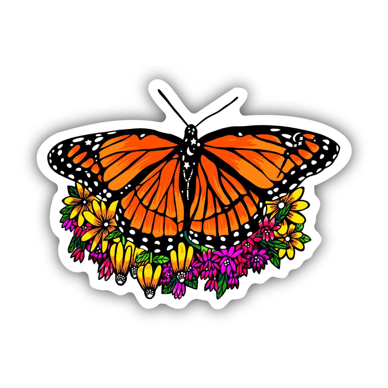  Orange Butterfly Floral Sticker、mySite、elrpsem3k