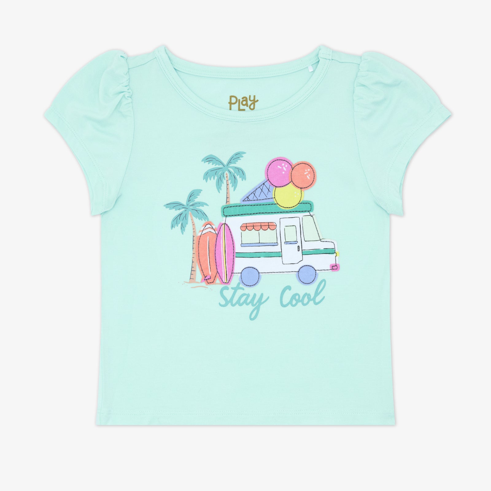 Aqua Mint Stay Cool Puff Sleeve Tee、mySite、g9winljtr