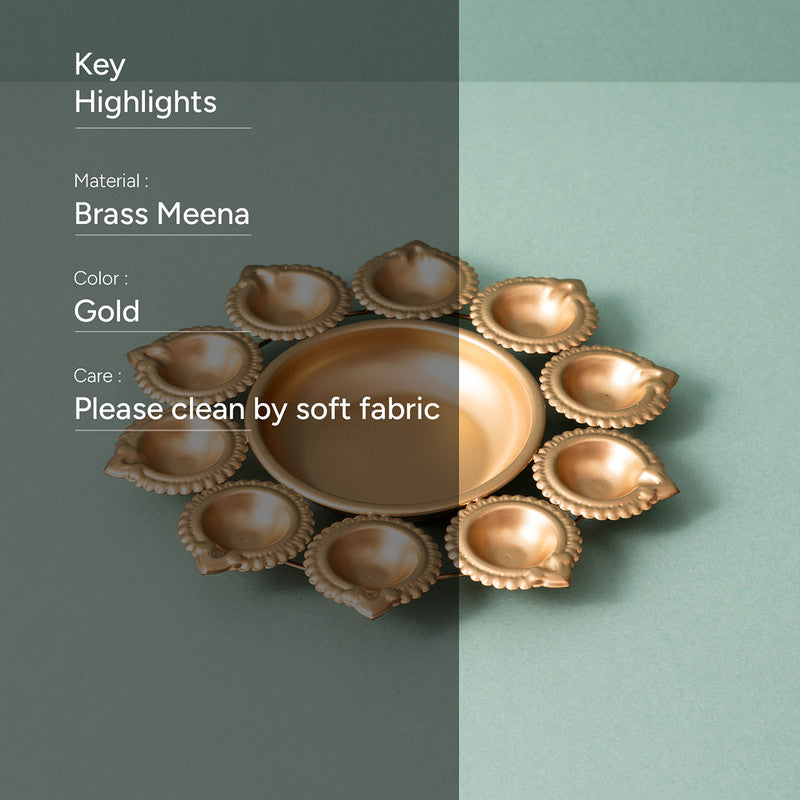 Brass Lotus Urli with Diyas | Gold Finish、mySite、camillekostekn