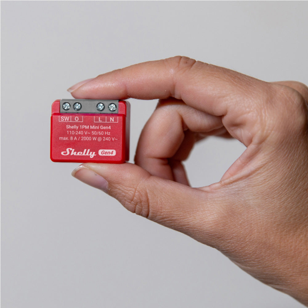 Shelly 1PM Gen4 Mini - Módulo para Interruptor 1 botão ou Portão de Garagem 8A WiFi/BT/Zigbee、mySite、fannypackpong