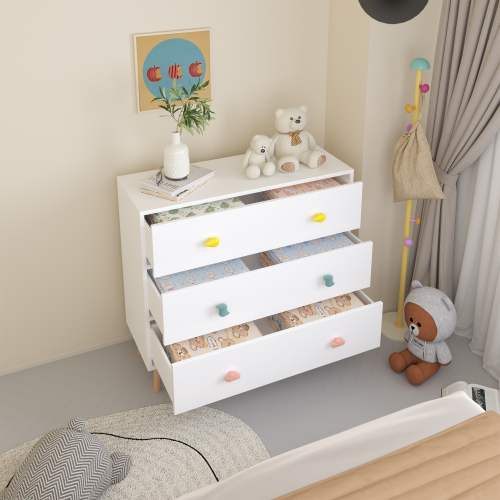 Kids 3 Drawer Dresser, Baby Nightstand for Bedroom, Storage Cabinet for Toddler Child for Living Room, Toddler Room, Nursery, Closet, Apartment (White)、、casual