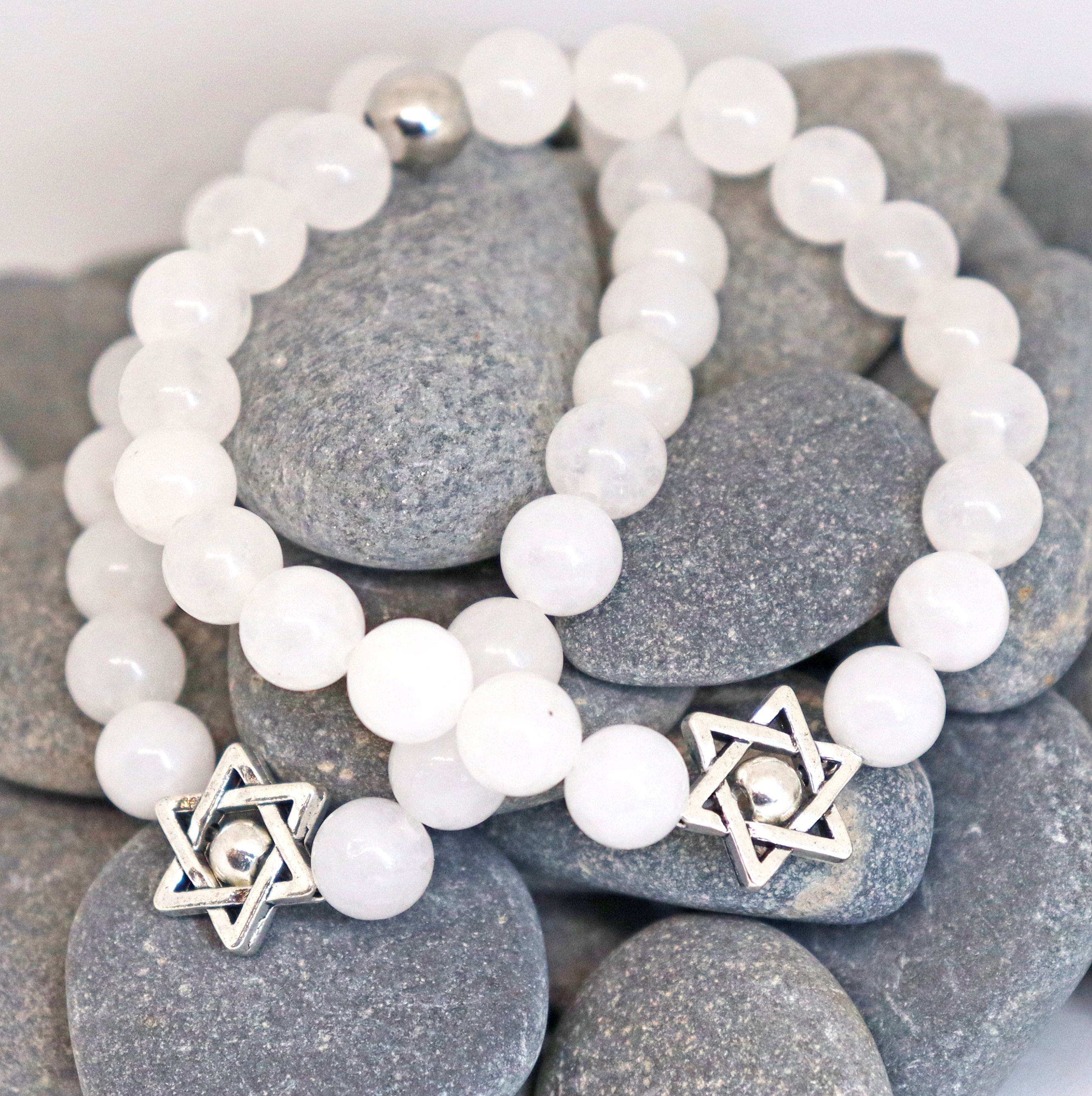 White Jade Star of David Beaded Bracelet、mySite、topwebapps