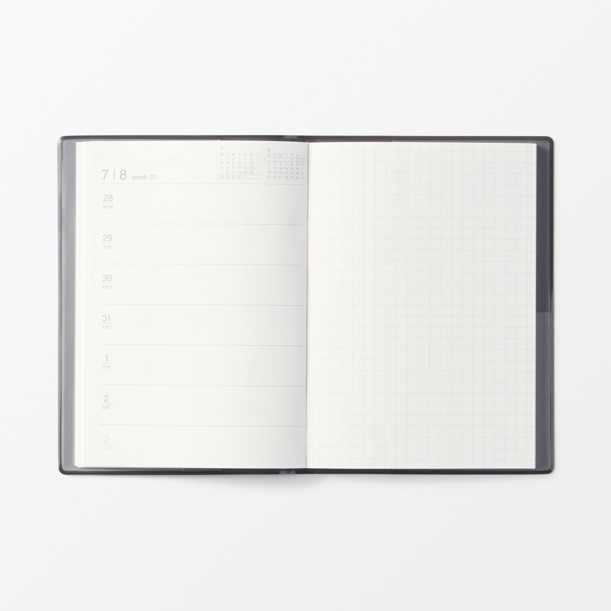  A6 Dark Gray Monthly/Weekly Planner From Aug. 2025 - Mon. Start、mySite、sugarbowlscore