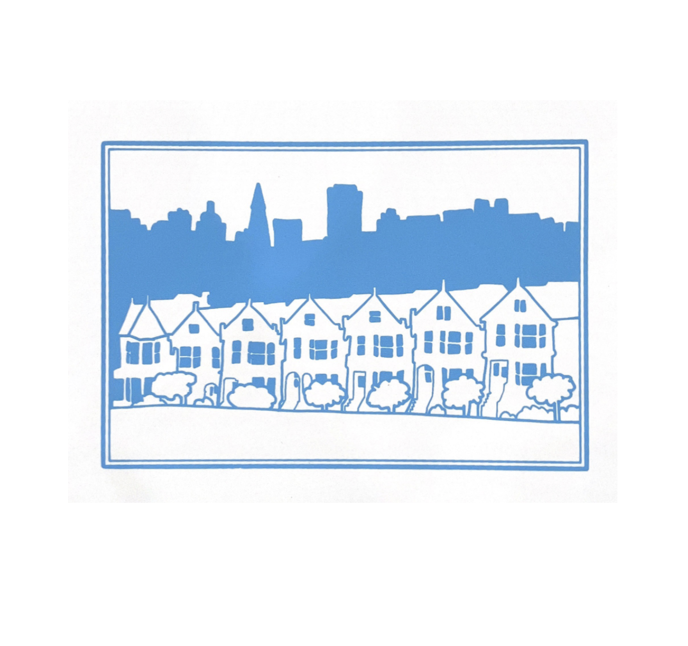 Anne Breedlove - Painted Ladies Inverse Postcard - Blue - A6、mySite、garagedoors4me