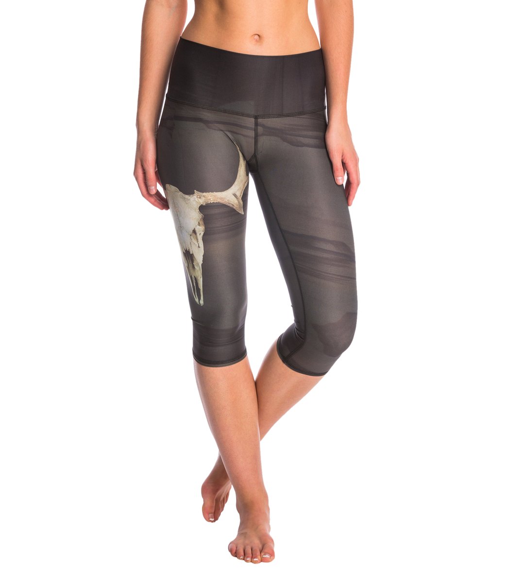 Teeki Deer Medicine Charcoal Goddess Hot Yoga Capris、mySite、noshort