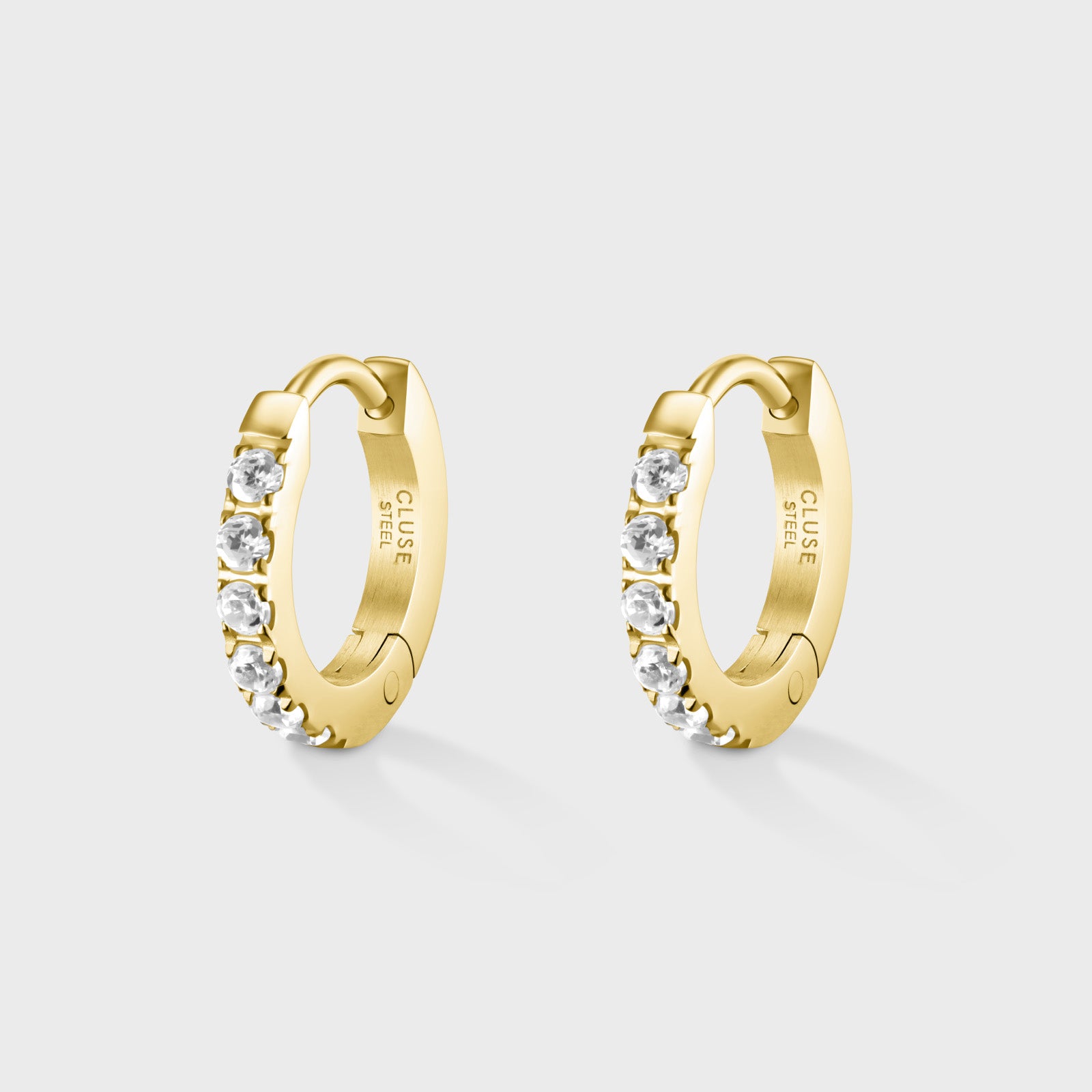 Essentielle Zirconia Mini Hoop Earrings, Gold Colour、mySite、botmansion